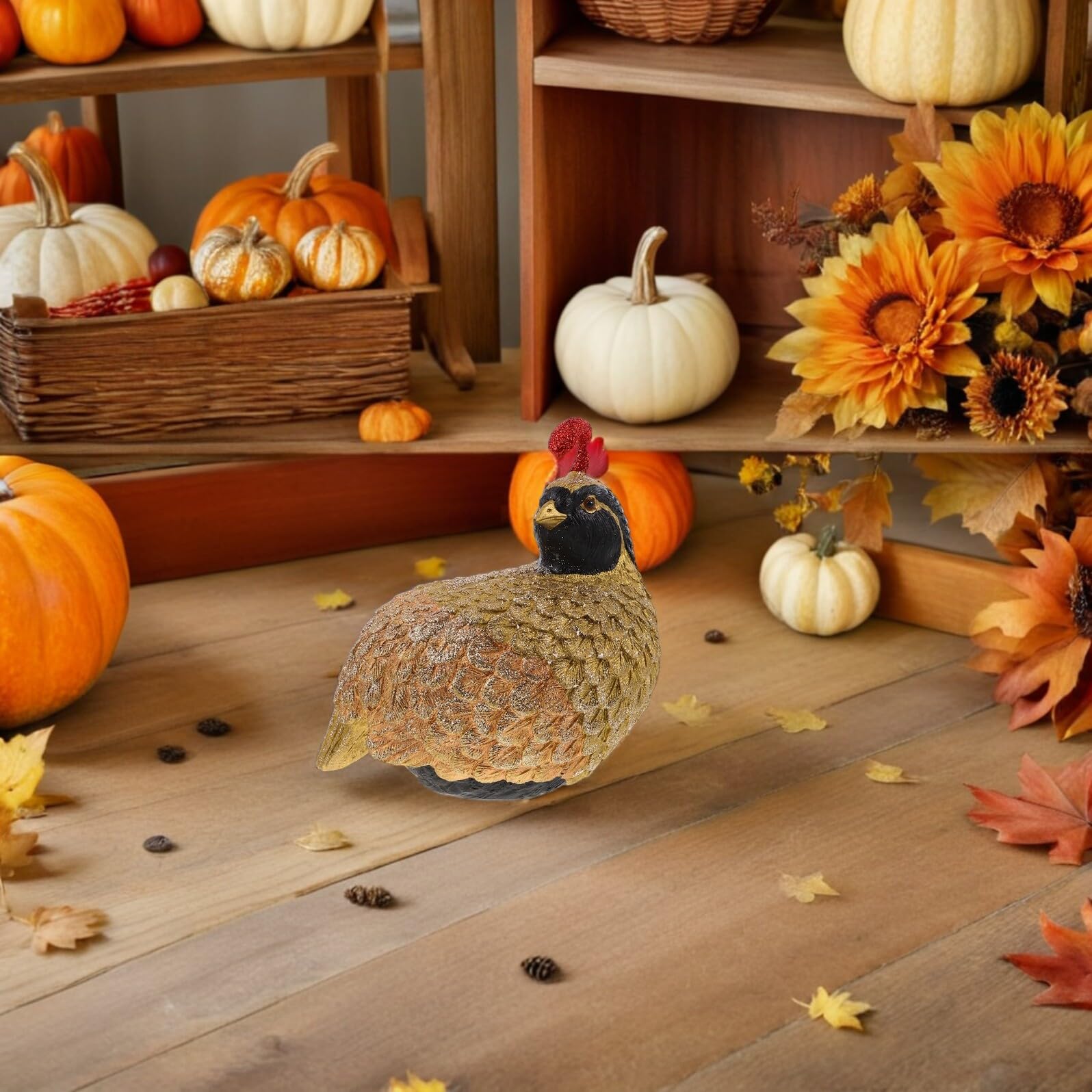 Angoily Thanksgiving Truthahn Dekoration aus Kunstharz Realistische Herbst Tischfigur Klein mit Glitzereffekt Wiederverwendbar für Erntedankfest und Herbstdeko