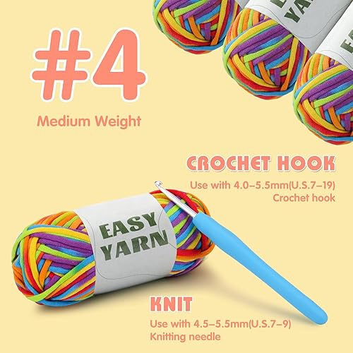 Miniatura 15 de Hilo de 1.76 x 1.76 onzas para tejer y tejer, hilo de algodón fácil de ganchillo para principiantes, con costuras fáciles de ver, peso peinado medio