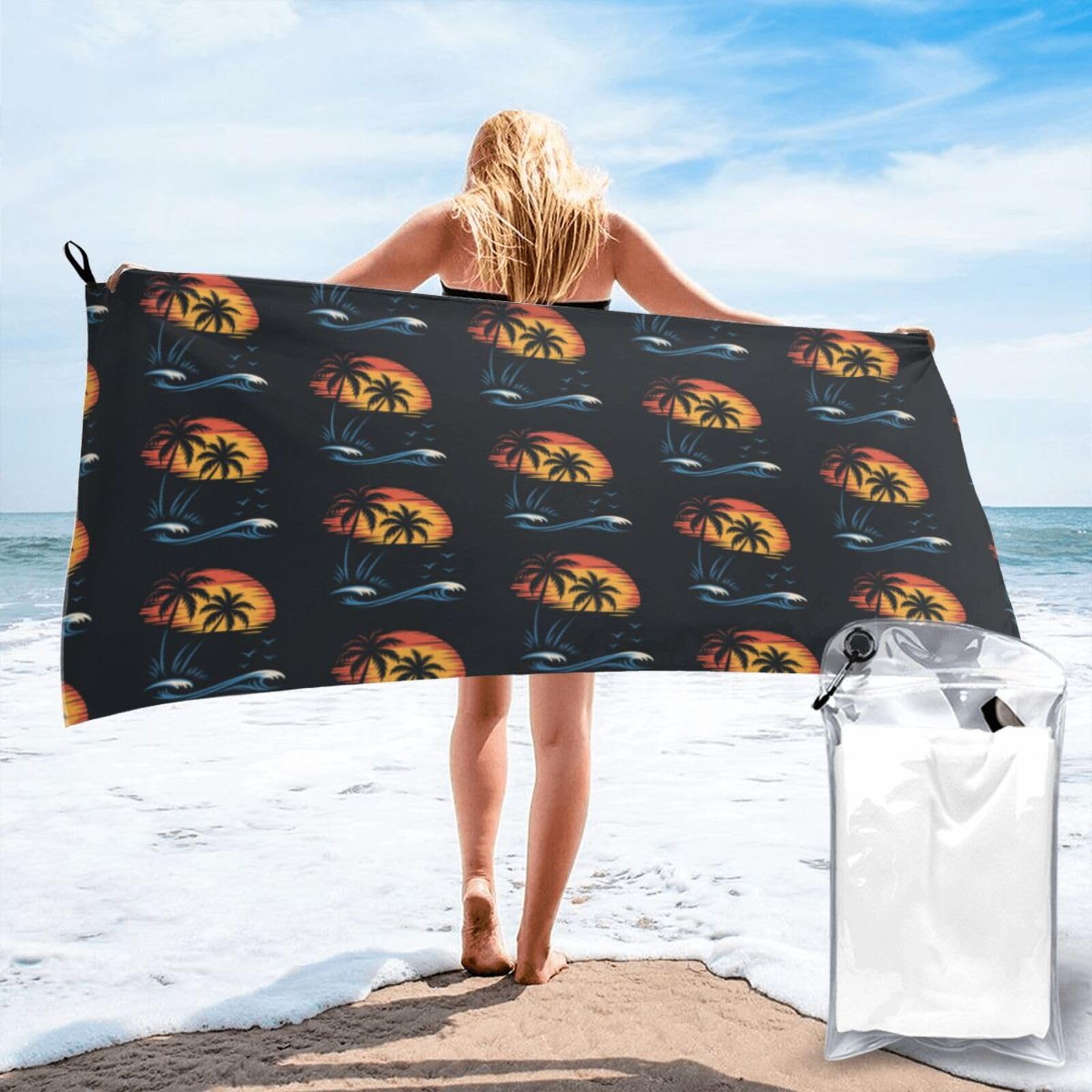 FHIZOAL Tropical Sunse Quick Dry Towel Microfibre Towel Super Absorbent Ultra Compact Gym Sports Beach Camping Travel