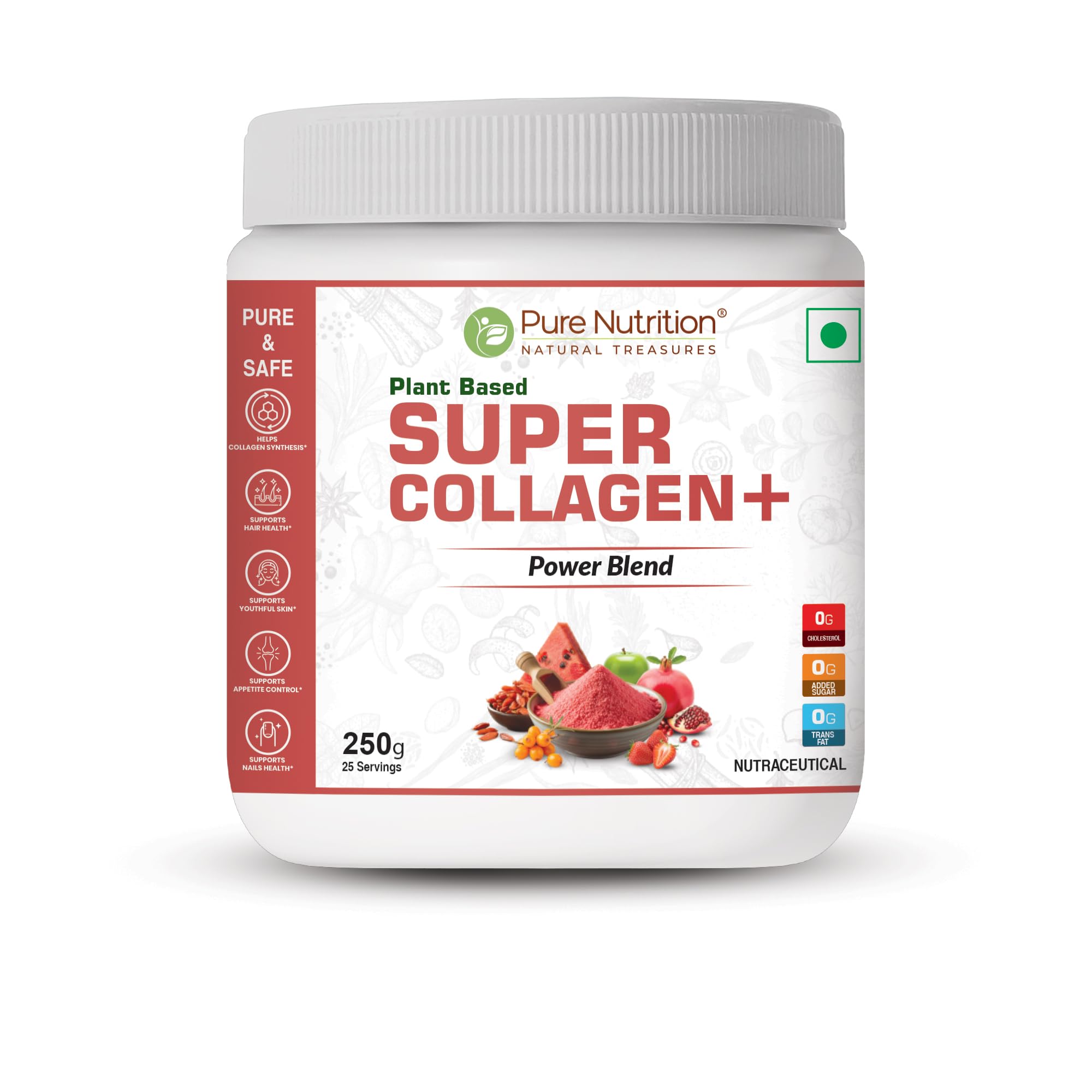 Pure Nutrition Plant-Based Collagen Builder Powder (250g) |With Biotin, Vitamin C, Bamboo Shoot, and Turmeric Extract | Supports Glowing Skin, Strong and Healthy Hair, Bones, and Joints-image-46
