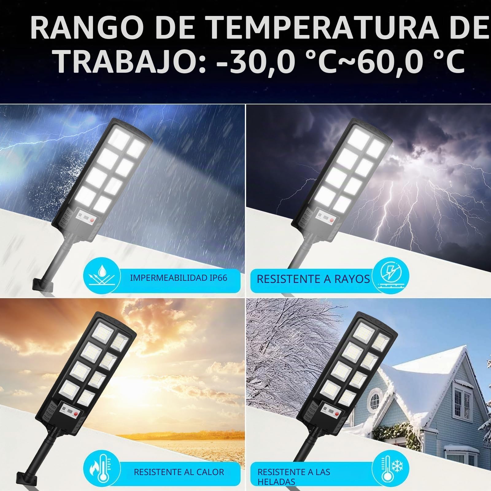 600W Farolas Solares Exterior 2 Paquetes,6500K Farola Potente con Control Remoto,IP66 Impermeables Foco Solar Exterior para Patio, Calzadas, Calle