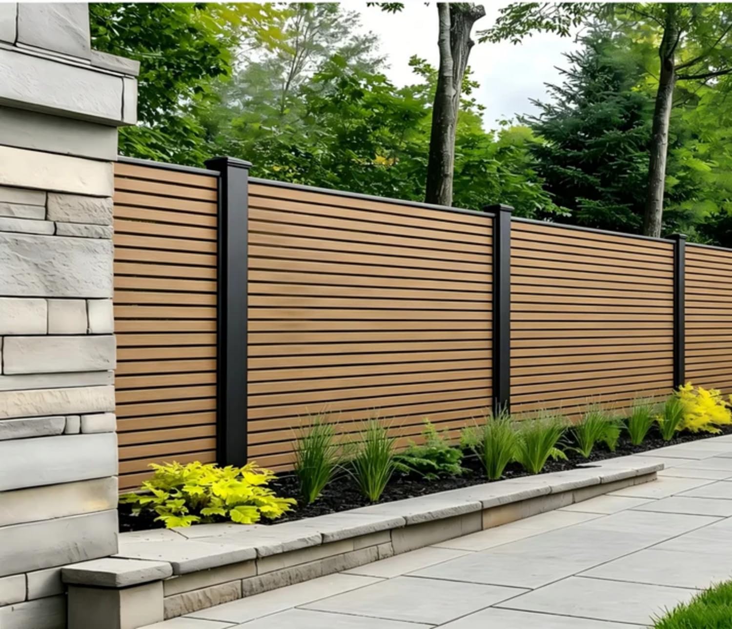 Oak Composite Fence Slats 180 x 30cm Pack of 6 Panels Weather and UV Resistant Garden Fencing Boards 6ft x 6ft