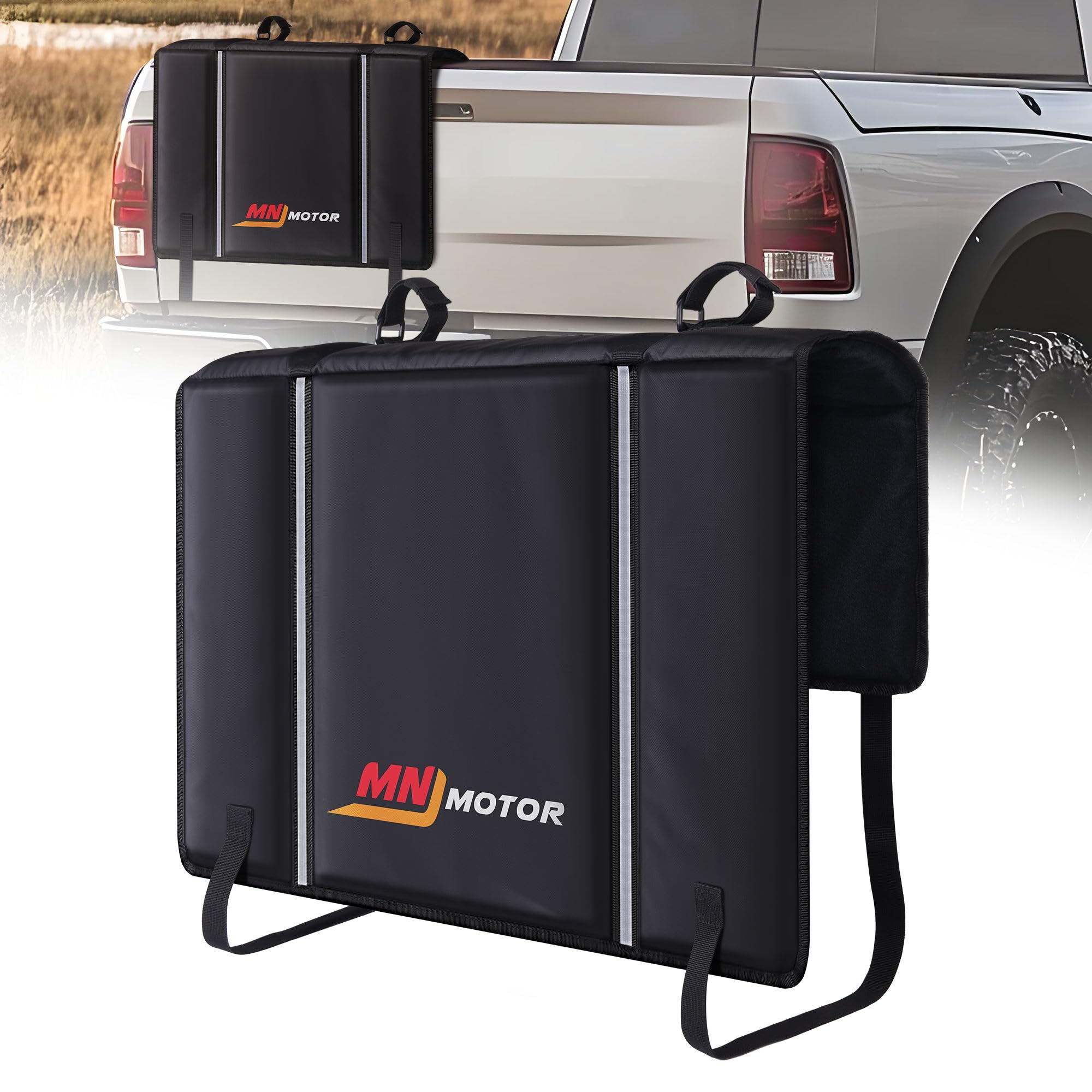 Tailgate Bike Pad, Pickup Truck Tailgate Cover Transport for Mountain Bike Truck Tailgate Protection Pad with Reflective Strips Tool Pocket 2 Bike