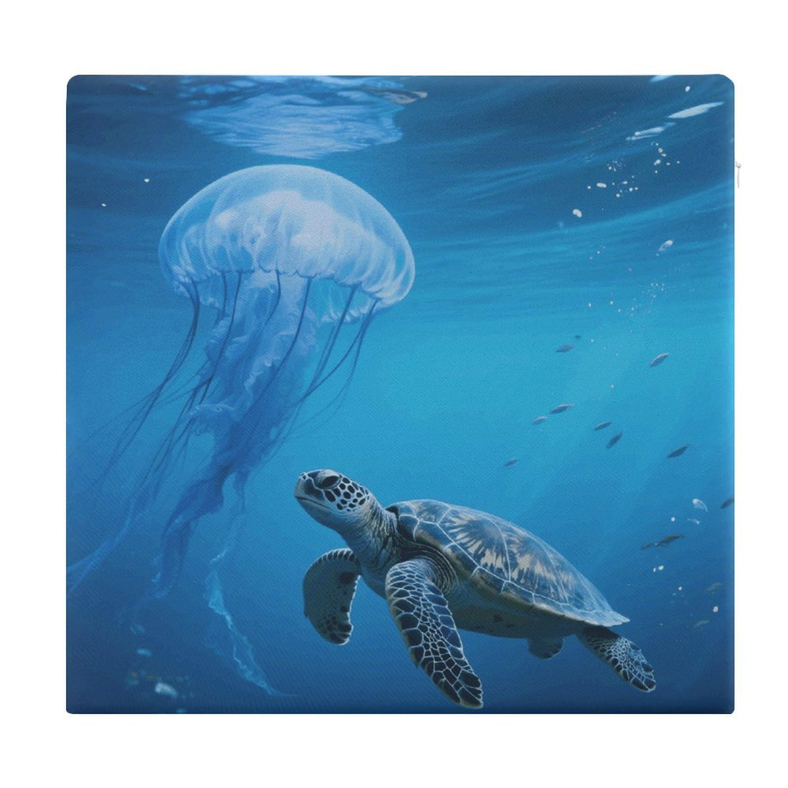 VstaDank Blue Sea Turtle Cushions Memory Dining Chairs Cushion Non Slip Car Seat Cushions Indoo Dining Room Square Chair Pads with Zipper and Removable Cover Cushion