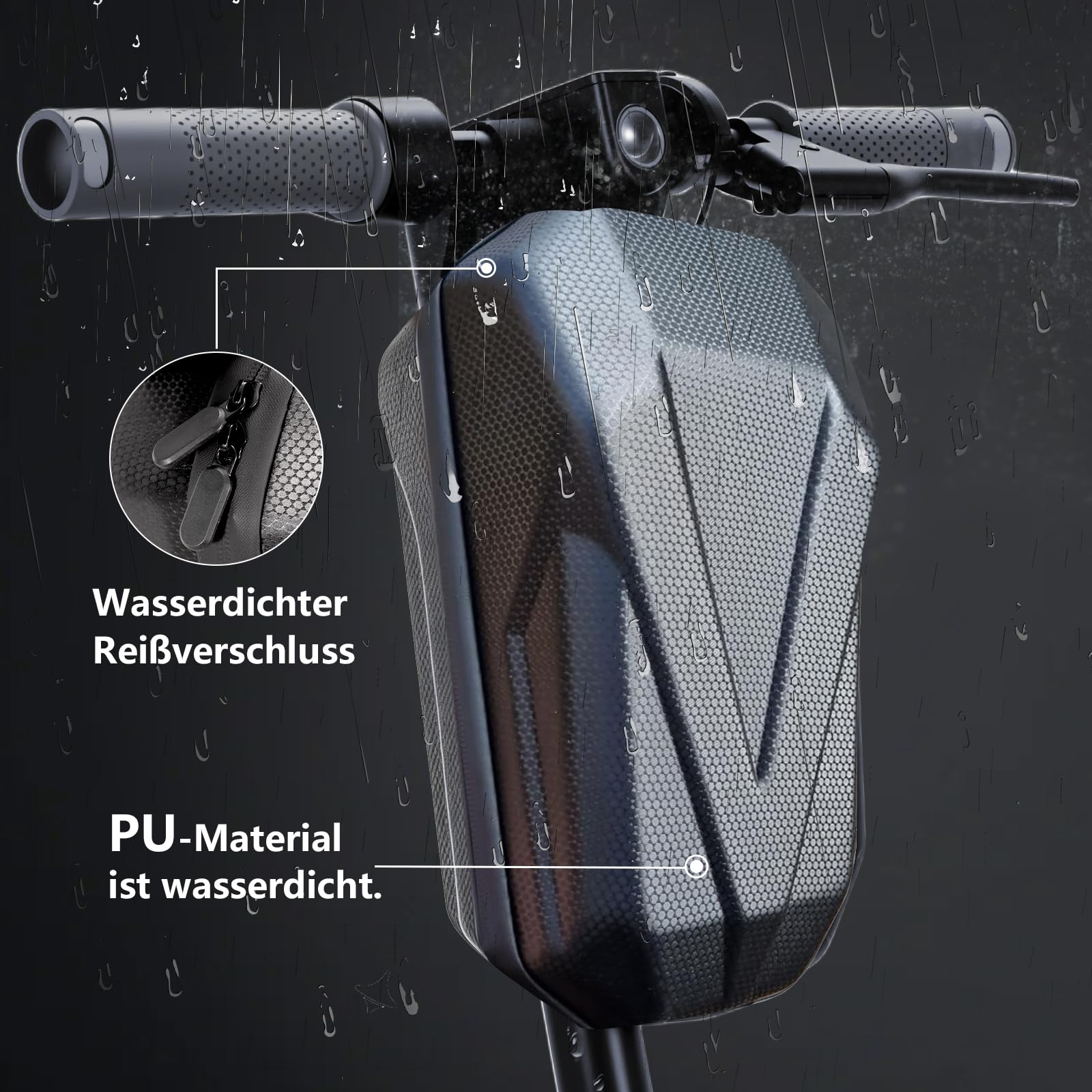 4L E Scooter Tasche，E Roller Lenkertasche 4L Große Kapazität wasserdichte mit Eva Hard Sell Inneres mehrlagiges Band mit Schlüsselanhänger für Xiaomi, Ninebot Scooterzubehör