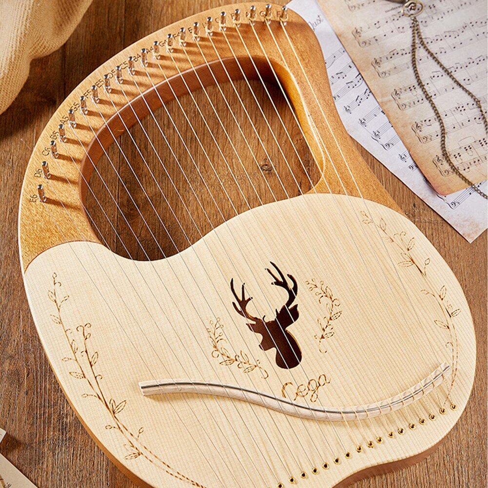 Harpe Lyre 19 Cordes en Acajou, Instrument de Musique avec Outil de réglage et Micro intégré