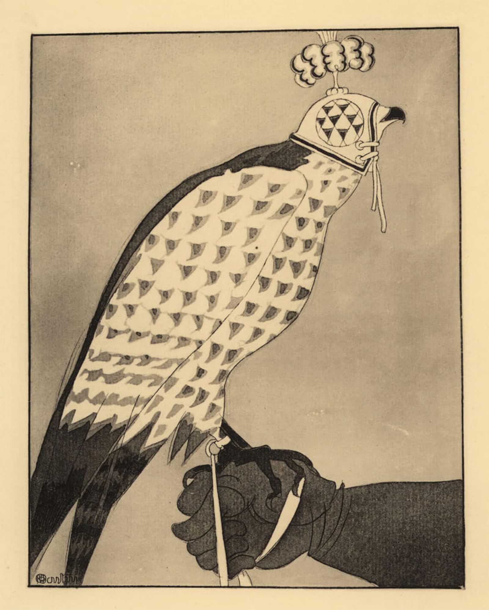 SERENDIPITP Vintage Picture Print on Canvas Wall Art Poster Hunting Falcon in Hood Perched on a Falconer’s Gauntlet by Famous Painter Artwork Print Poster for Wall Decor 60x90cm