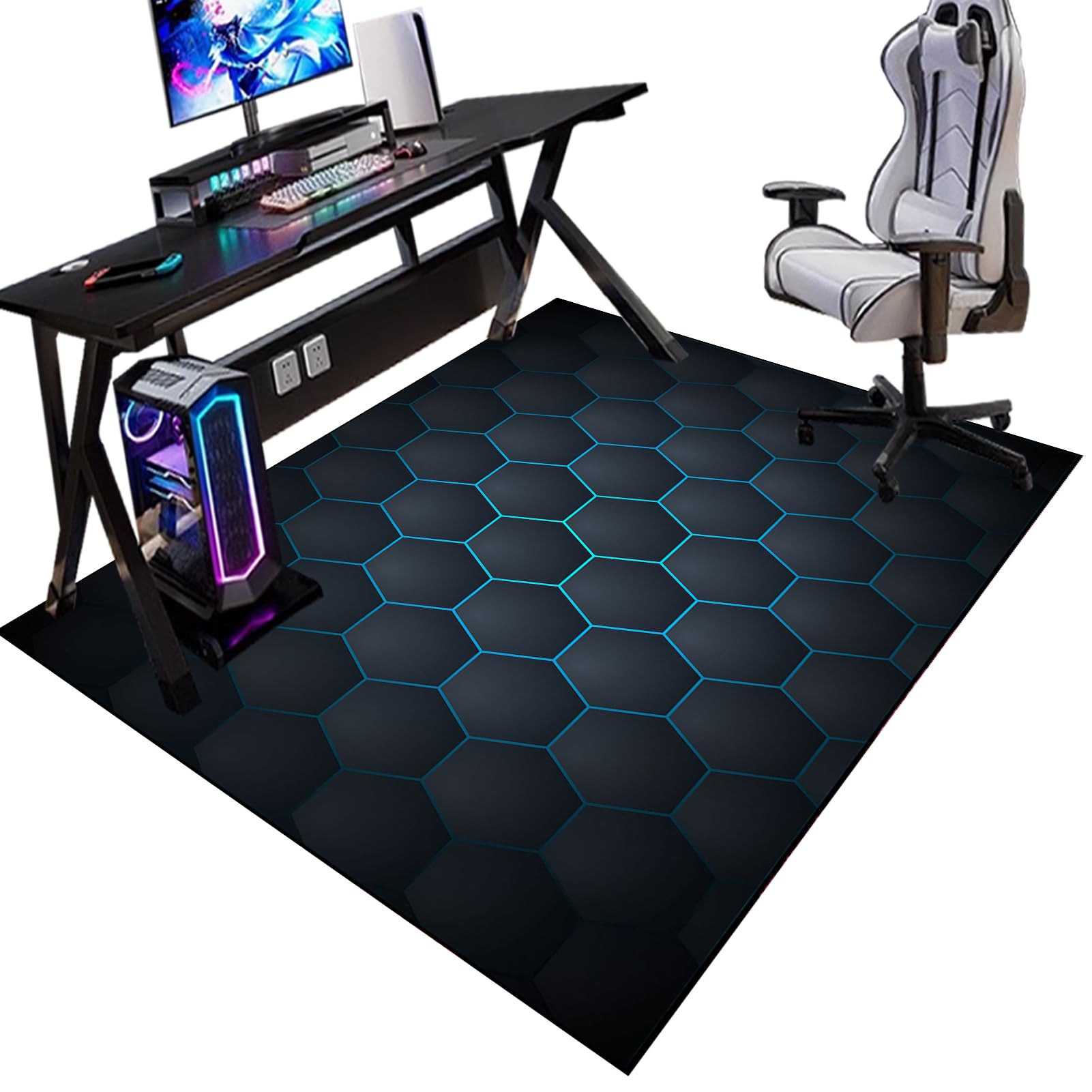 Heavy Duty Office Gaming Chair Mats for Carpeted and Hardwood Floor 150 x 200 cm, Desk Chair Mat, Floor Protectors for Rolling Chairs, Office Chair Mat for Carpet for Gaming Room and Home Office