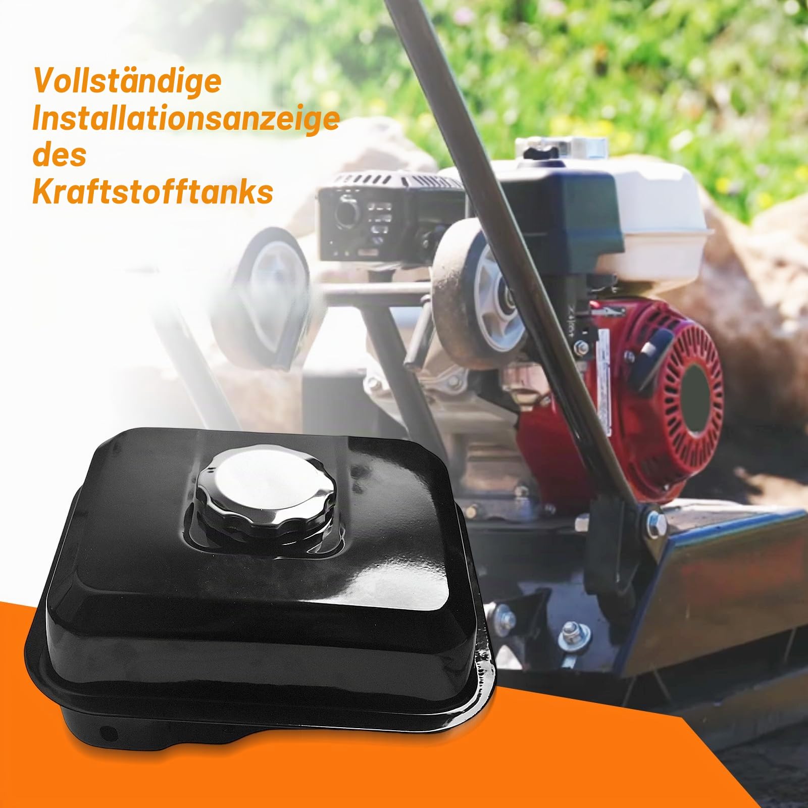 Kraftstofftank für Honda GX160 5.5HP GX200 6.5HP GX140 Motor mit Benzinhahn Tankdeckel Filter ersetzt 17510-ZE1-020ZA schwarz