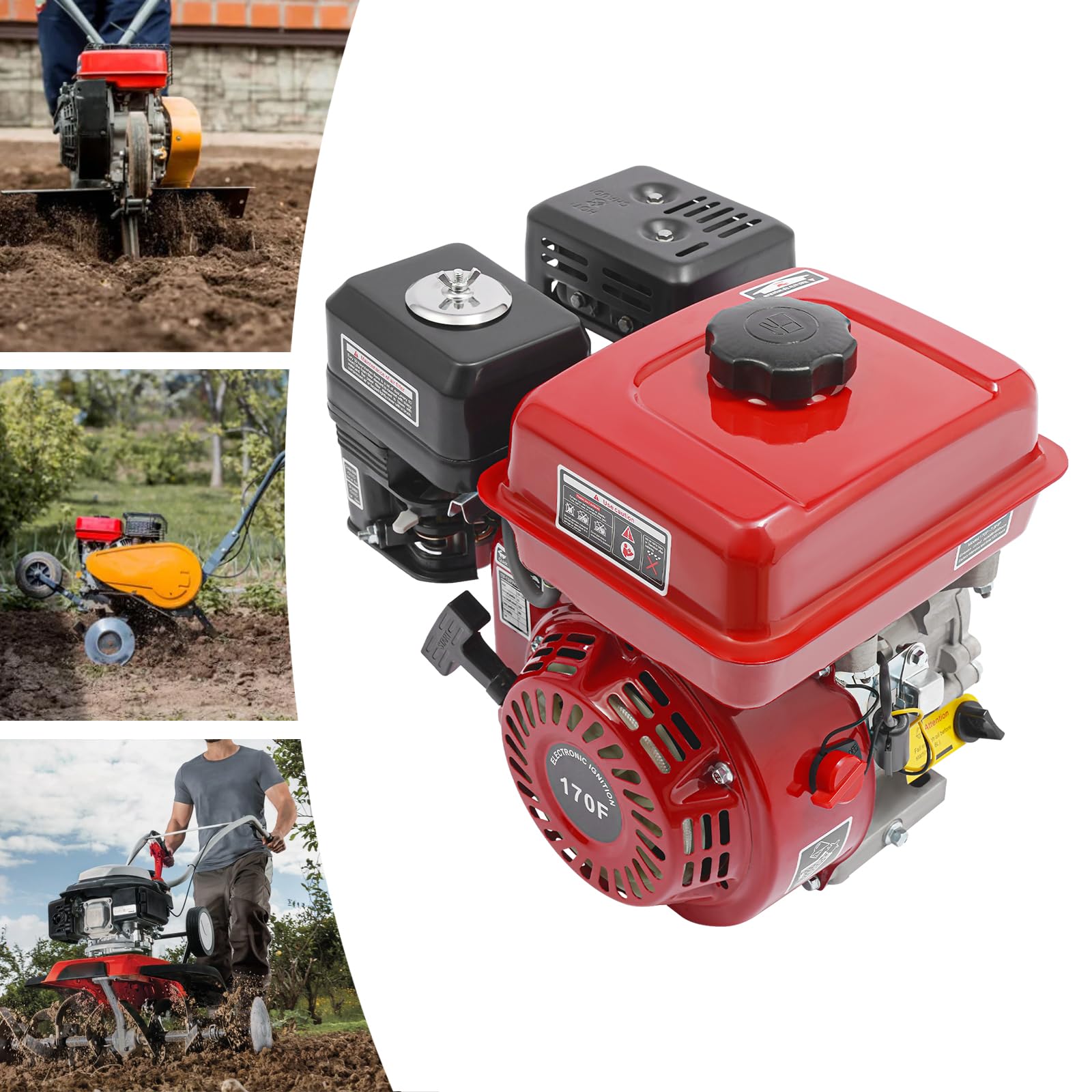 Motore a benzina a quattro tempi da 4 kW, 7,5 CV con cilindrata da 210 cc, avviamento manuale per | Serbatoio carburante da 3,6 litri, avviamento manuale, adatto per generatore, pompa dell'acqua, idropulitrici e tosaerba