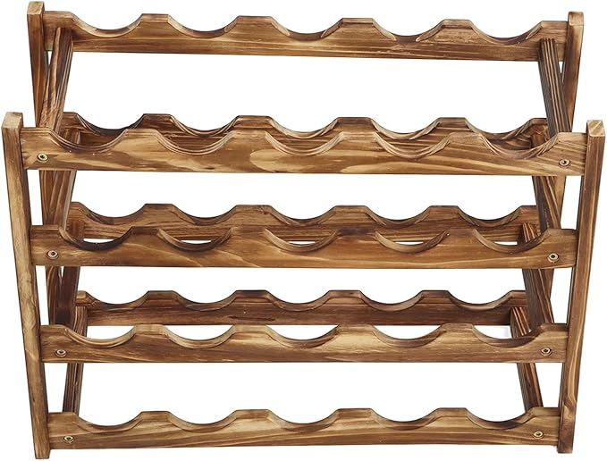 Fydun Wine Rack, Soporte para Botellas de Madera Sólida, 4 Niveles, 20 Botellas miniatura 5
