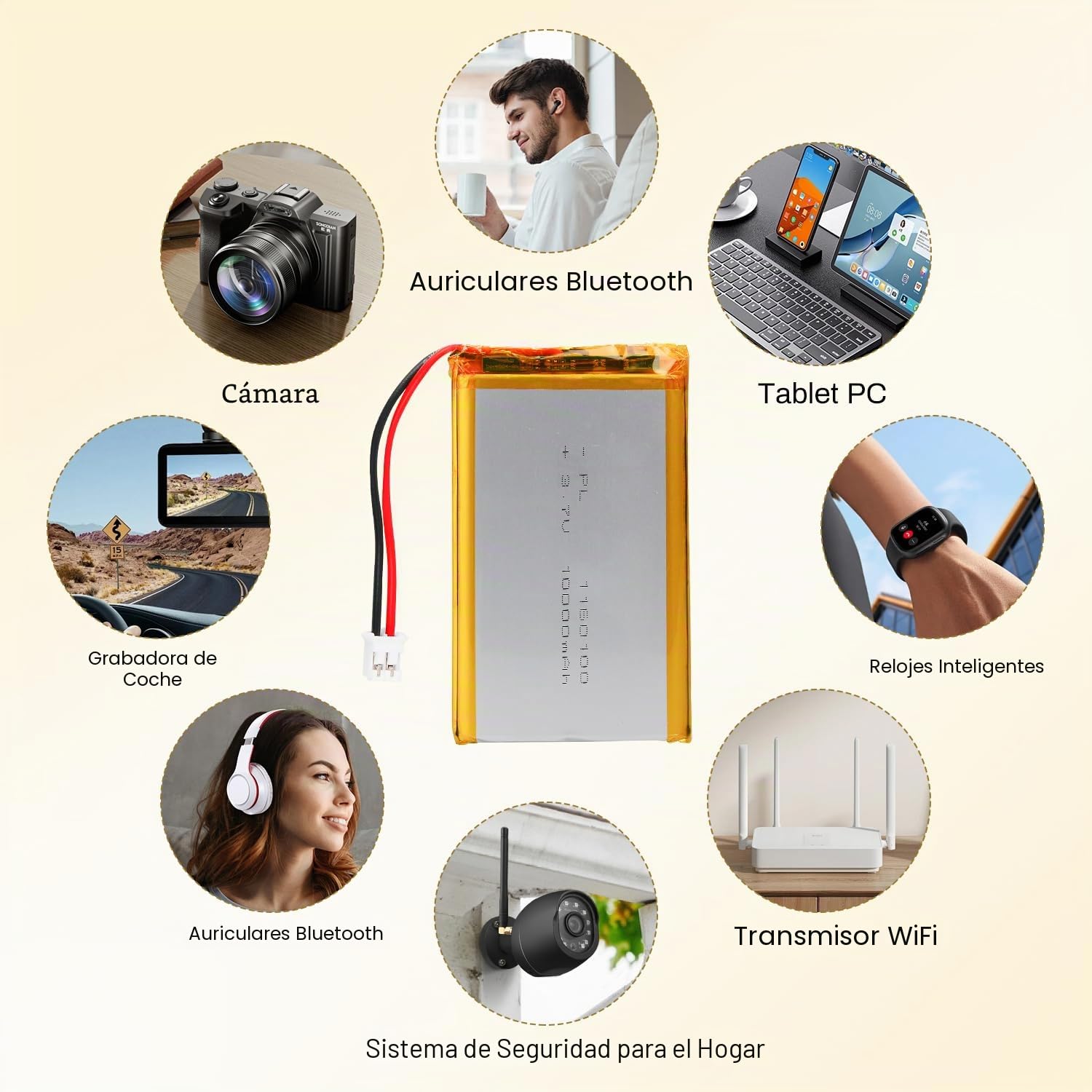 Batería LiPo 3,7V 10000mAh 1160100 con cable JST – Batería de polímero de litio recargable para altavoces Bluetooth, proyectos DIY y dispositivos electrónicos