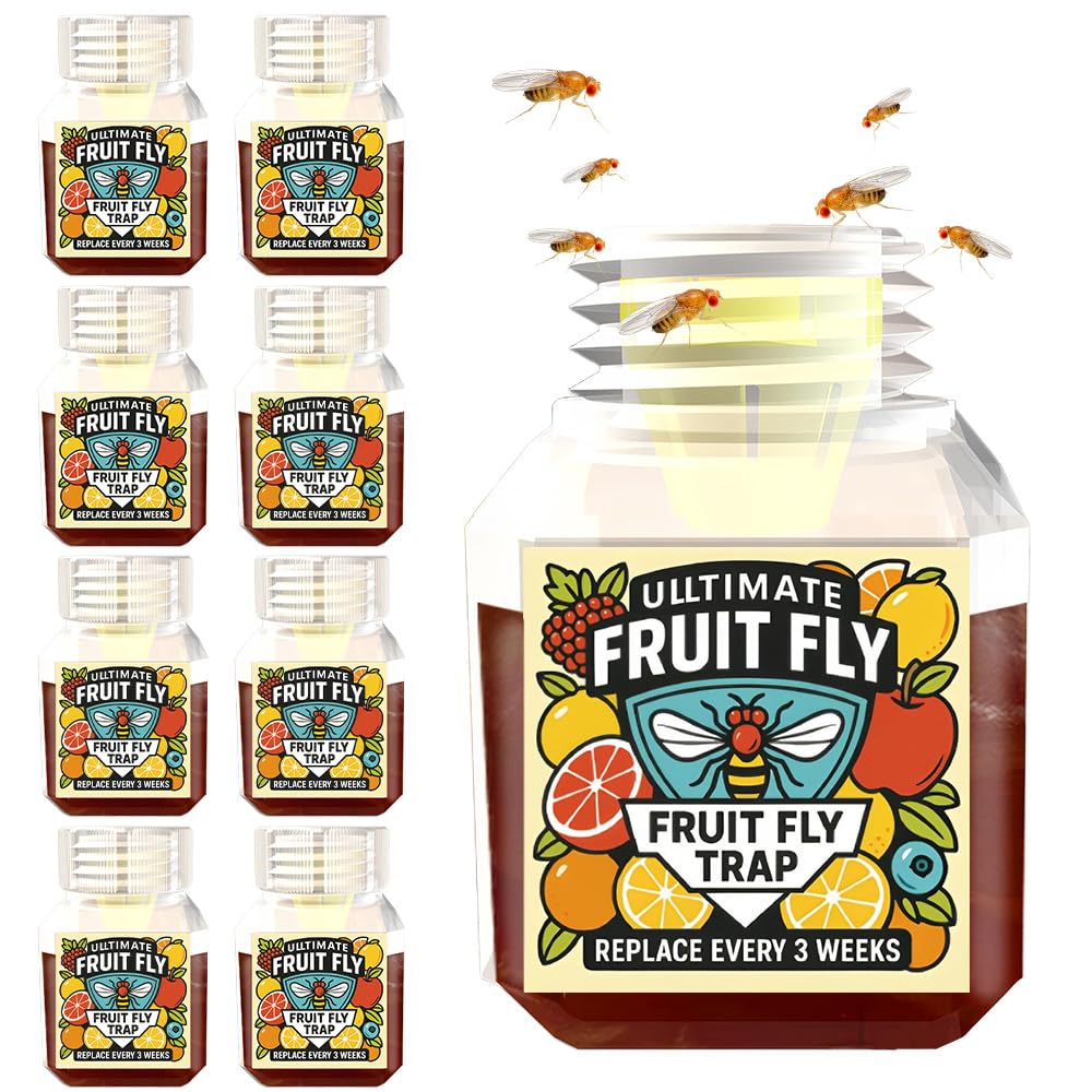 Fruit Fly Trap, 8 Pcs Highly Effective Fruit Fly Killer for Home & Kitchen, Fruit Fly Catcher, Up to 3 Weeks for Kitchen Home, Child And Pet Friendly (Yellow)