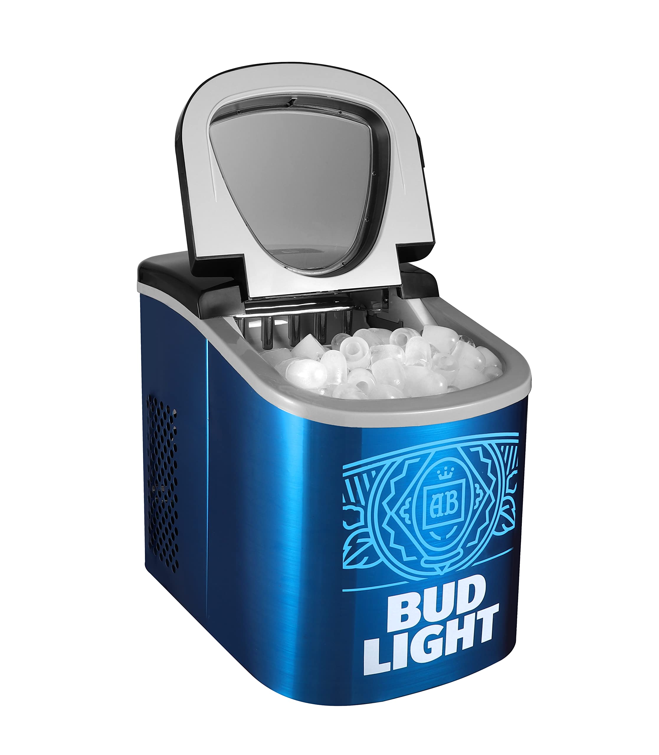 Curtis Bud Light Ice121 Stainless Steel Ice Maker, Counter Top Ice Maker, LED Display, 26lbs, Blue - Fast Ice on Fridge.com - View 2