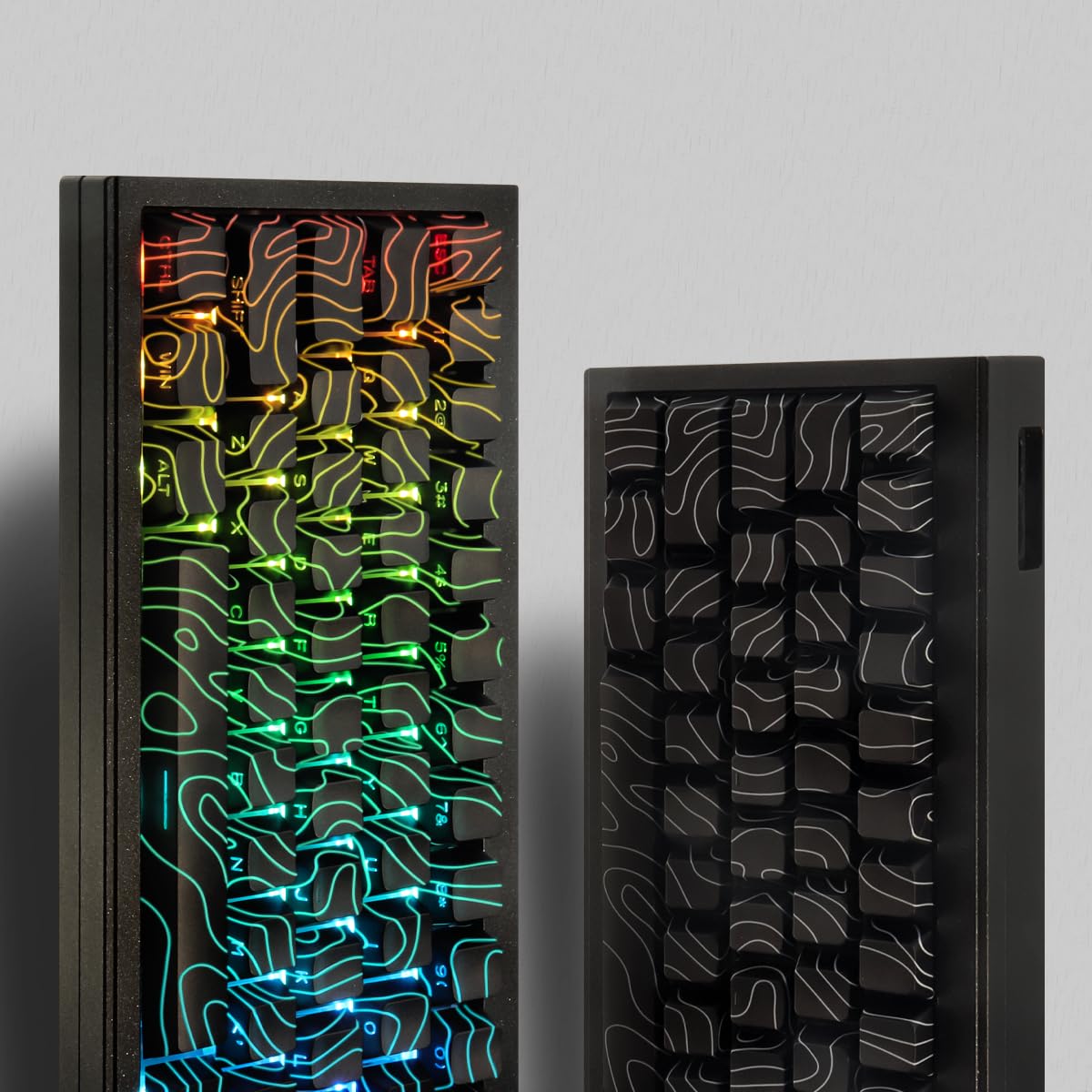 JakeTsai Copritasti PBT, 128 tasti incisi laterali trasparenti Keycap Set Cherry Profile Backlit Keycaps per Cherry MX Switch ASIN/ISO Layout Tastiera meccanica