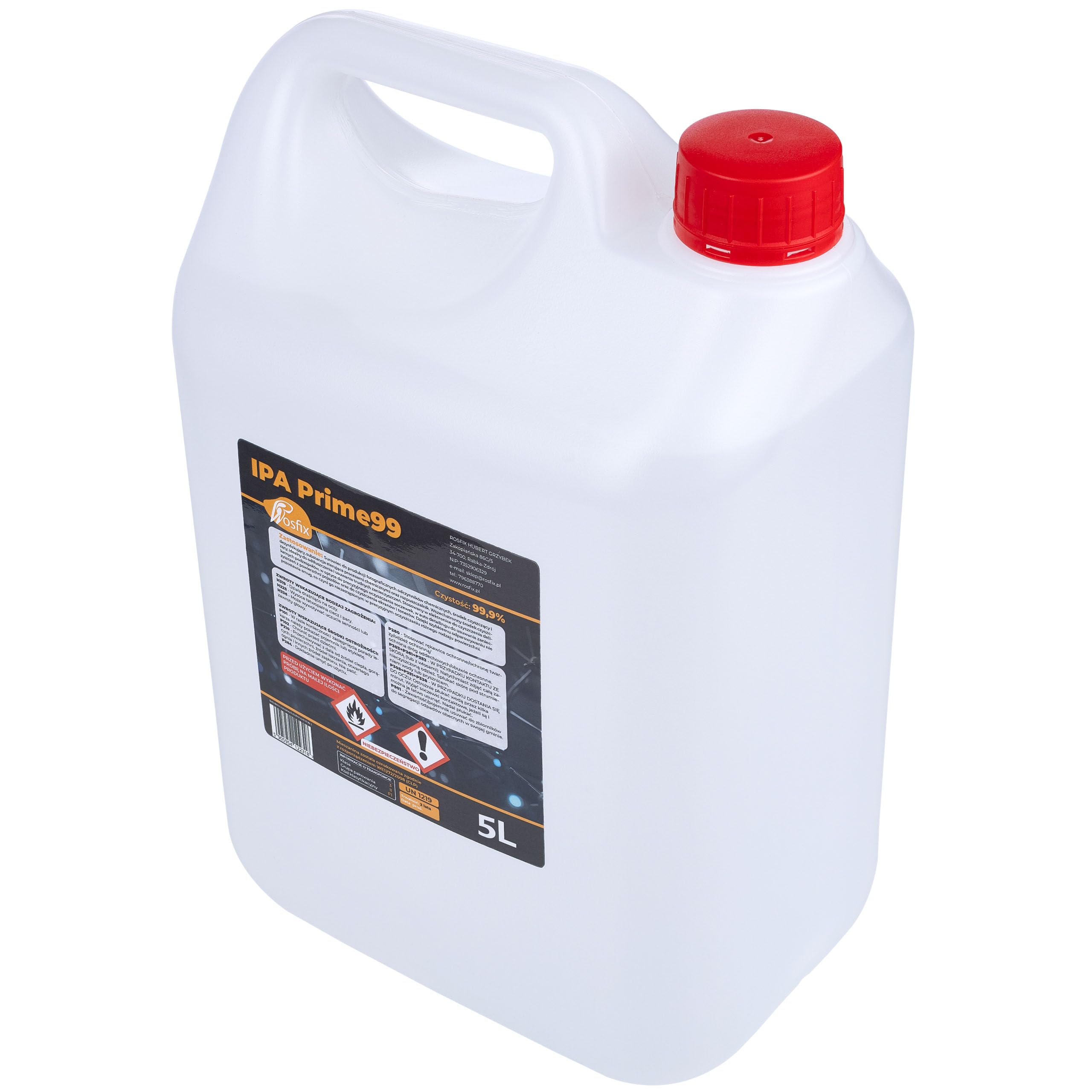 Rosfix IPA Prime99 Alcol Isopropilico 99,9% 5L – Alta Purezza, Evaporazione Rapida, Incolore | Pulizia, Sgrassaggio, Disinfezione | Uso Professionale | Solvente Tecnico