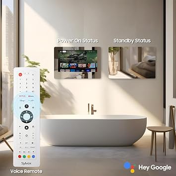 SYLVOX 19'' Smart TV, 12volt Bathroom Magic Mirror, IP66 Waterproof TV