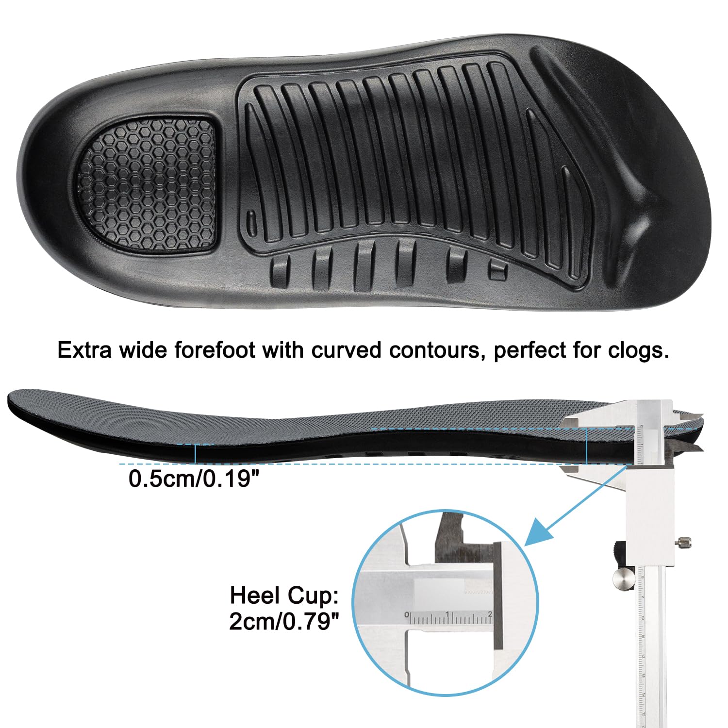 Endoto Plantillas para Crocs Classic Clog para Hombre y Mujer, Barefoot Plantilla Insoles de Repuesto Extra Anchas para Sandalias de Trabajo en Jardín (37-38 EU)