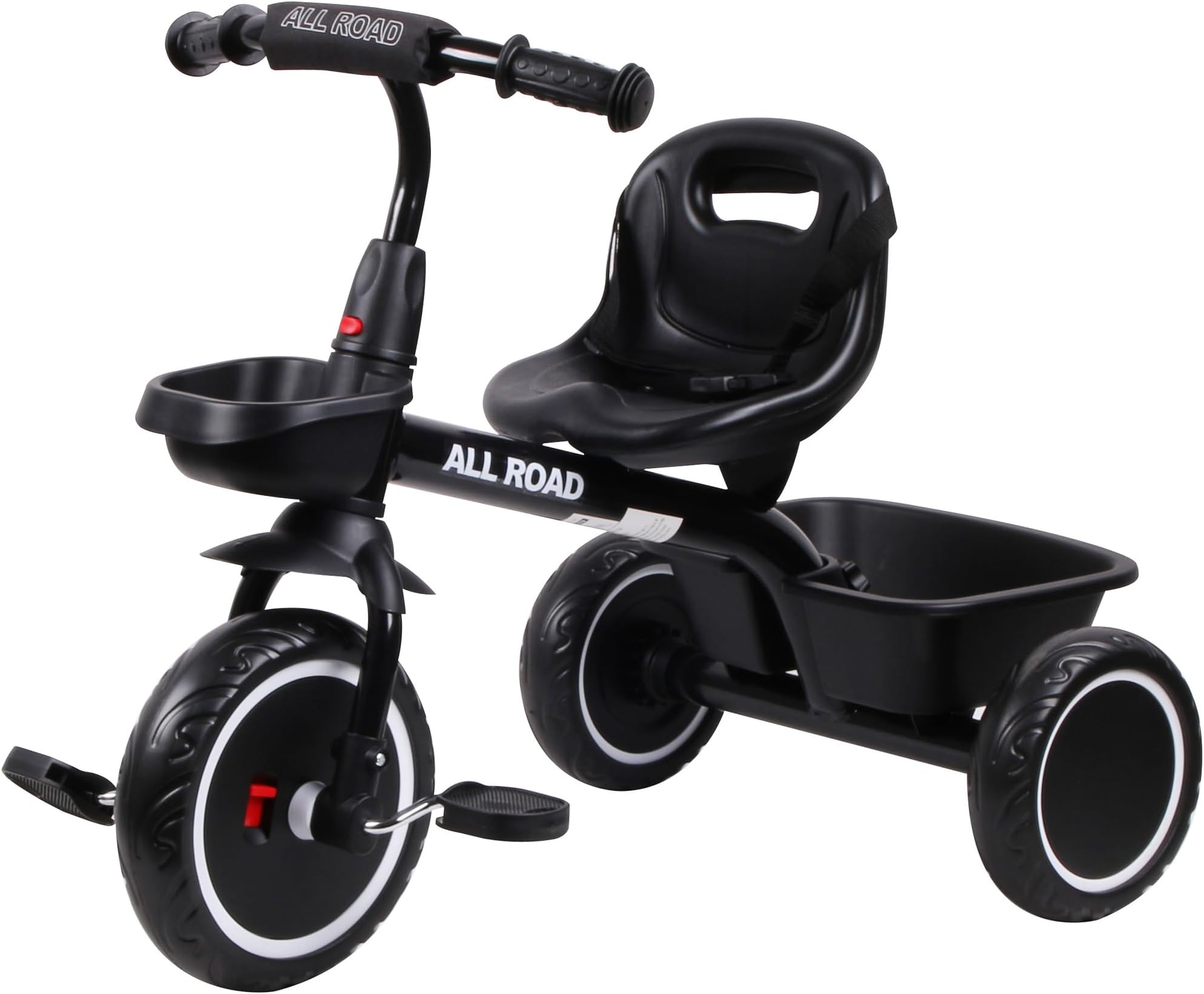 CHILDS PEDAL TRIKE - BLACK - Adjustable Seat Front & Rear Baskets 2-5 Years