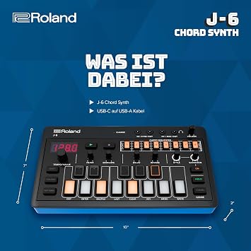 Roland AIRA Compact J-6 Chord Synth Mobiles Instrument zur Songproduktion mit professionellen Sounds und Funktionen JUNO-60 Synthesizer-Engine & Presets Akkord-Sequencer