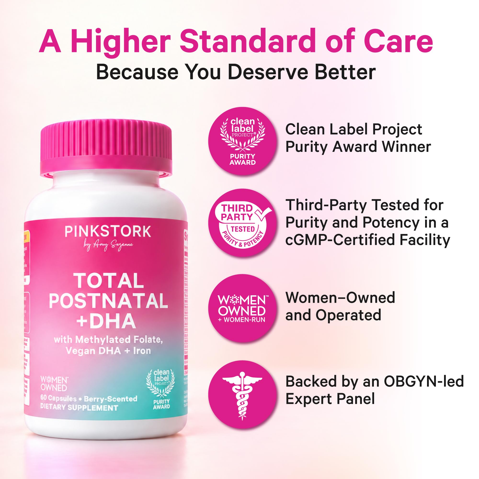 Pink Stork Total Postnatal + DHA with Iron, 60 Capsules, Mint — Amazon image 5