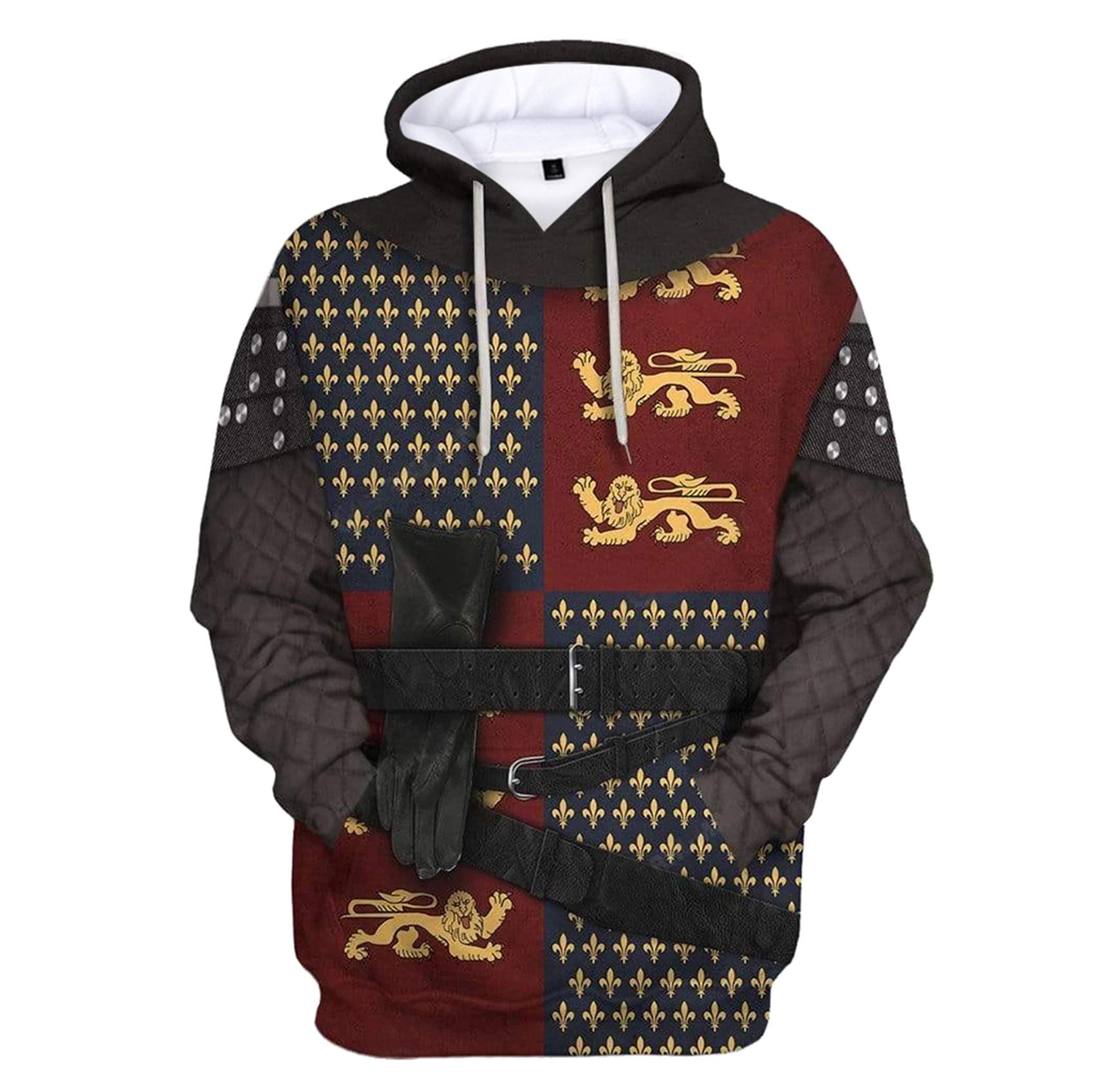 Historical Hoodie Revolutionary War Uniform Costume 3D Printed Army Jacket Halloween Costume - - XL