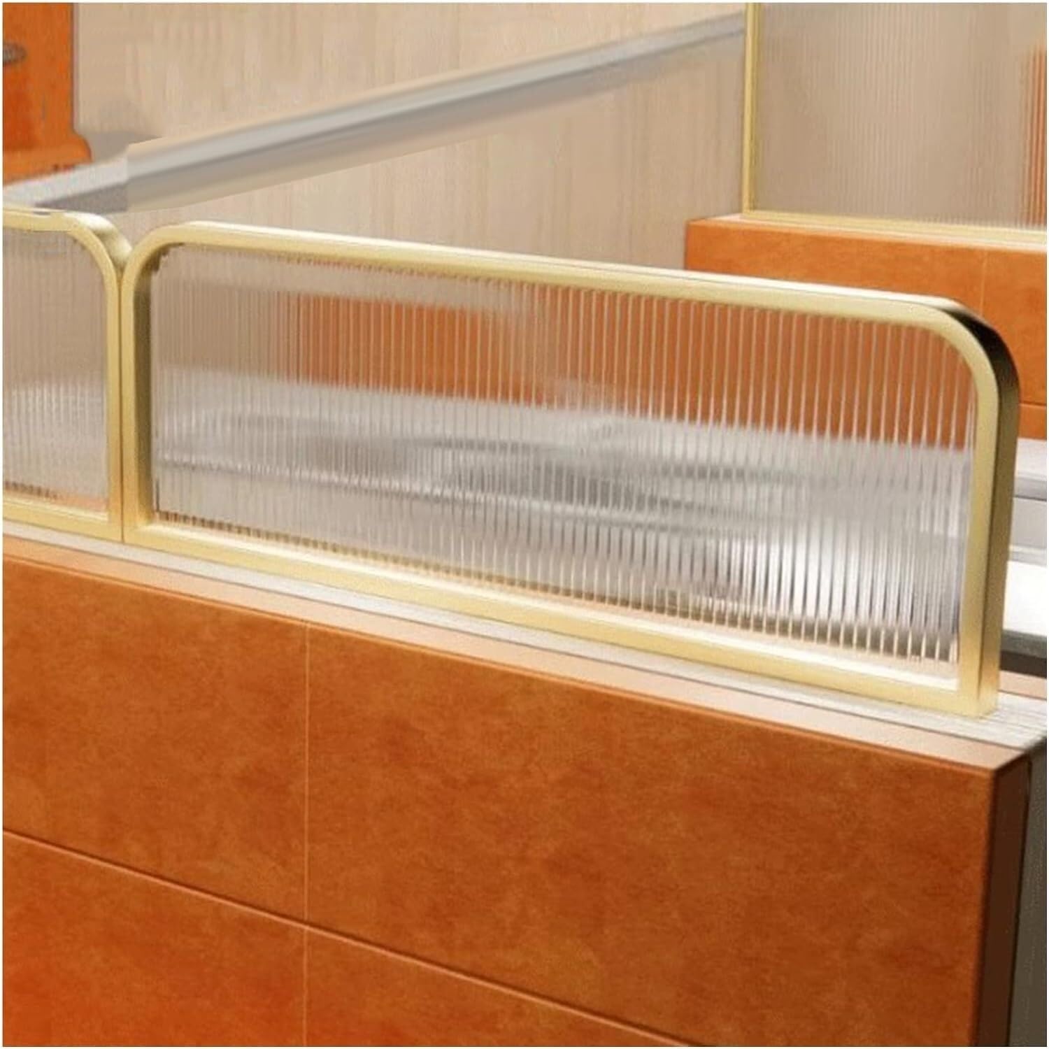 Separador de encimera de Vidrio Rayado para mamparas Decorativas de Restaurante Separador de encimera de Restaurante (Dorado a)