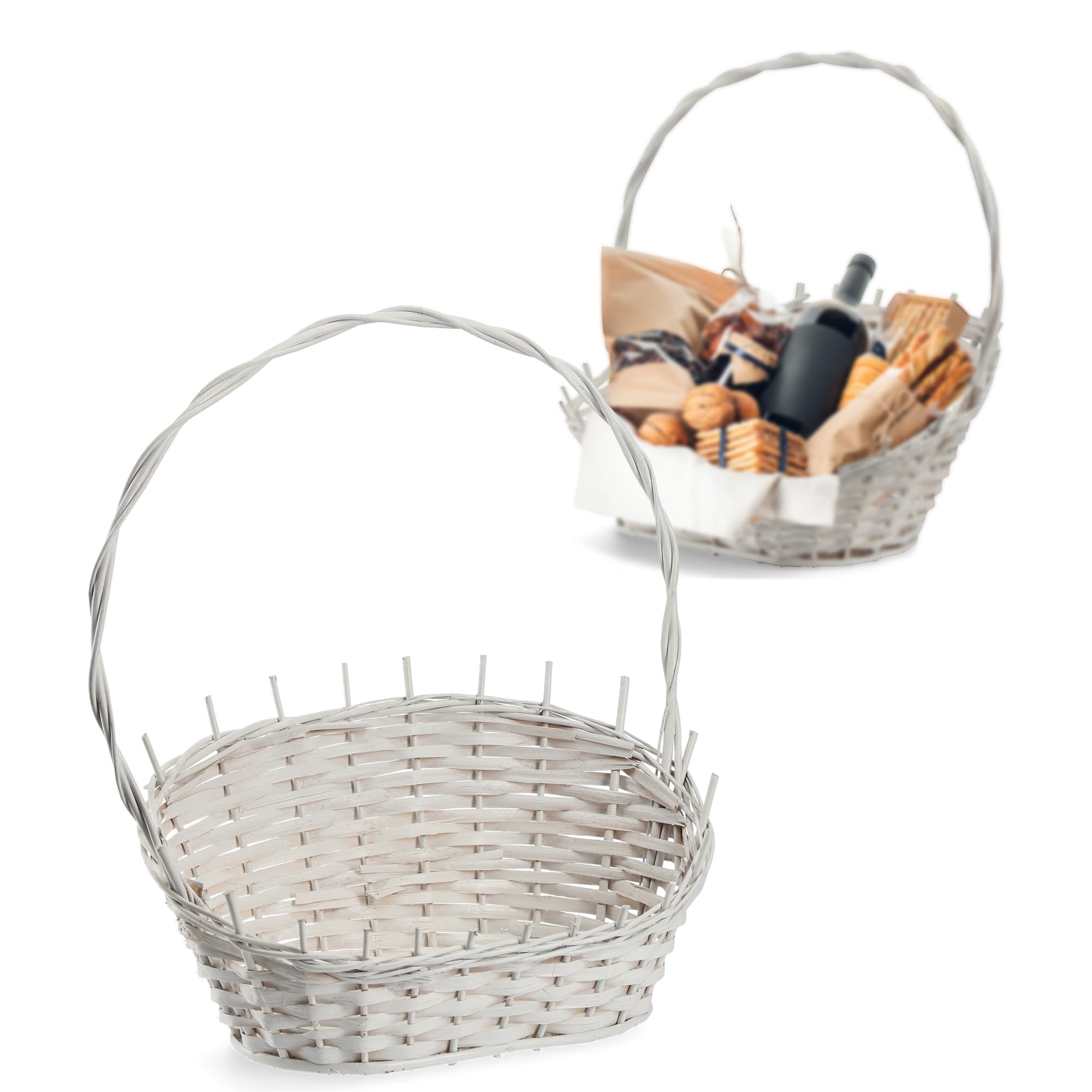 KADAX Panier cadeau universel en osier tressé de qualité supérieure - Panier de rangement tressé - Panier de présentation (blanc, petit)
