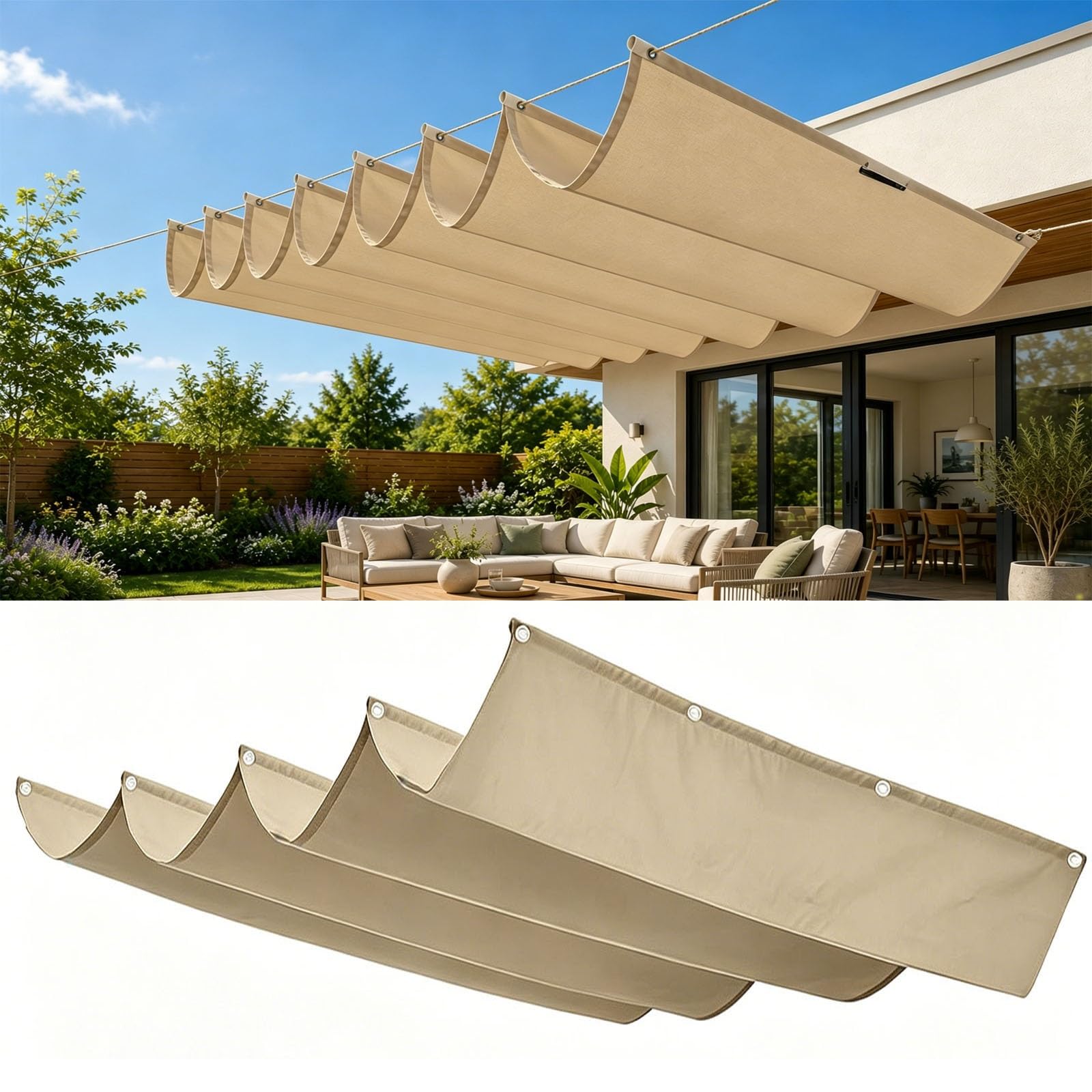 Voile d'ombrage contre le vent rétractable imperméable anti-UV rectangulaire 300x330