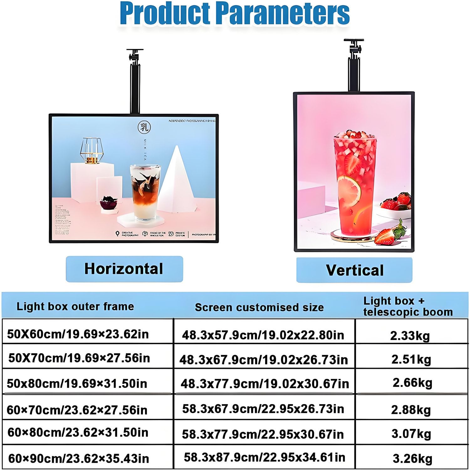 Tablero de menú retroiluminado LED, caja de luz ultrafina, a presión, valla publicitaria iluminada impermeable, exhibición montada en la pared para restaurantes, 30 x 40 cm