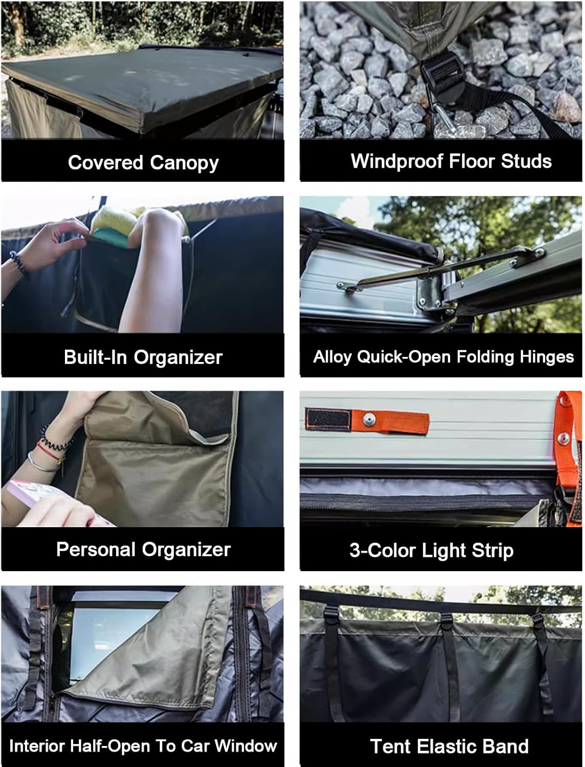 Camping Tent Shower Tent Awning with Roof Car Awning Shower Room Privacy Shelter Bathroom Outdoor Camping Changing Room, Portable Pop UP Car Side Instant Tents