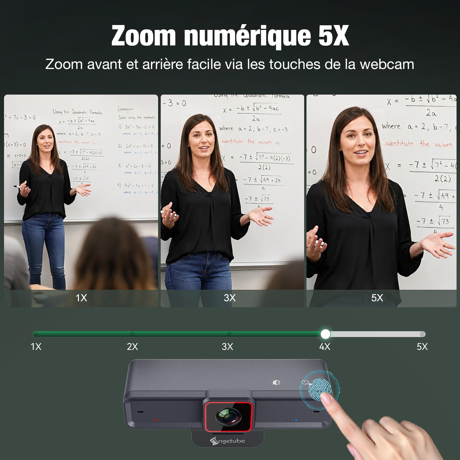 Angetube 4K Webcam avec 1/1.5" Sensor, 1080P@60FPS USB Web Camera pour PC