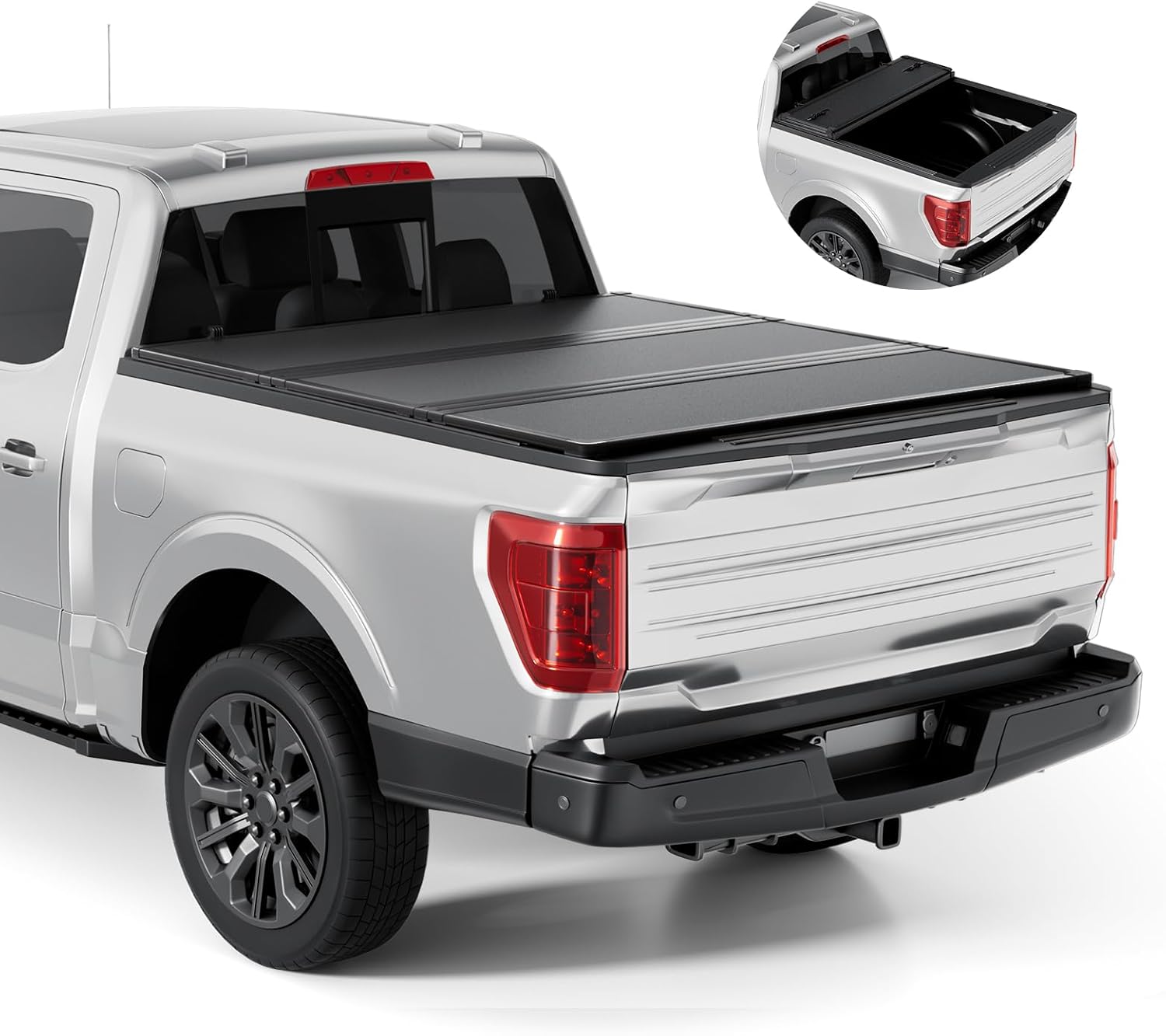 FRP Hard Tri-fold Tonneau Cover Fold Truck Bed Covers Compatible with 2015-2026 Ford F150 | F150 Lightning 5' 5" Bed (66")