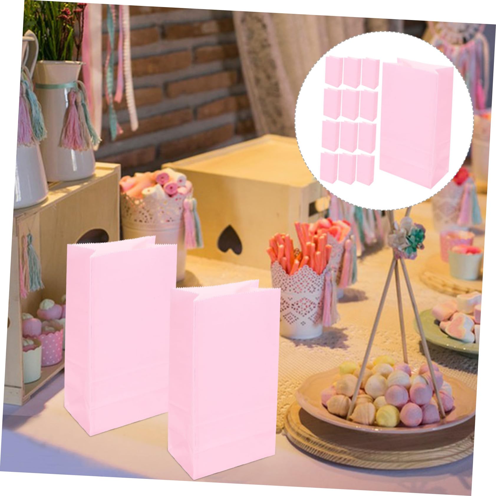 SOESFOUFU 20 Pack Kraft Paper Bags Large Goodie Bags for Candy Tote Bag for Party Supplies Storage Pouch for Favors Decorative Party Sulies for Celebrations