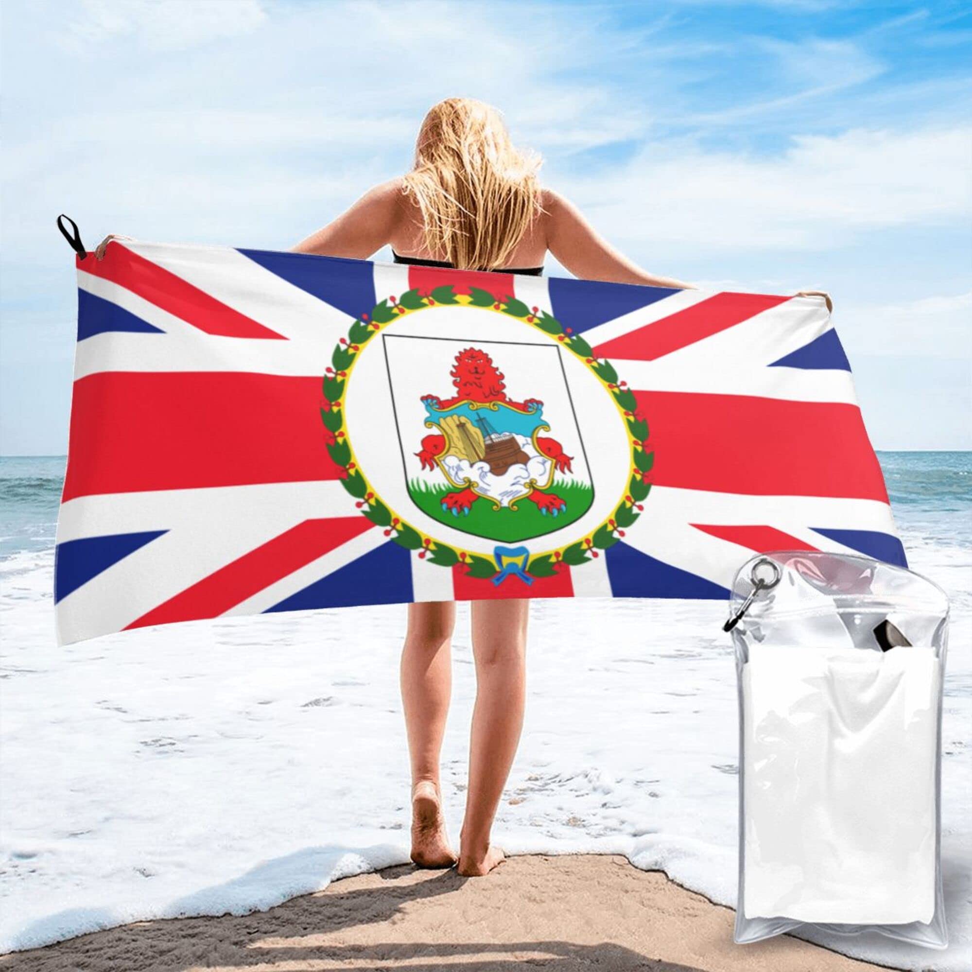 Lsjuee Flag of Bermuda Microfiber Beach Towel-Quick Dry Oversized Towels Blanket for Travel Pool Camping