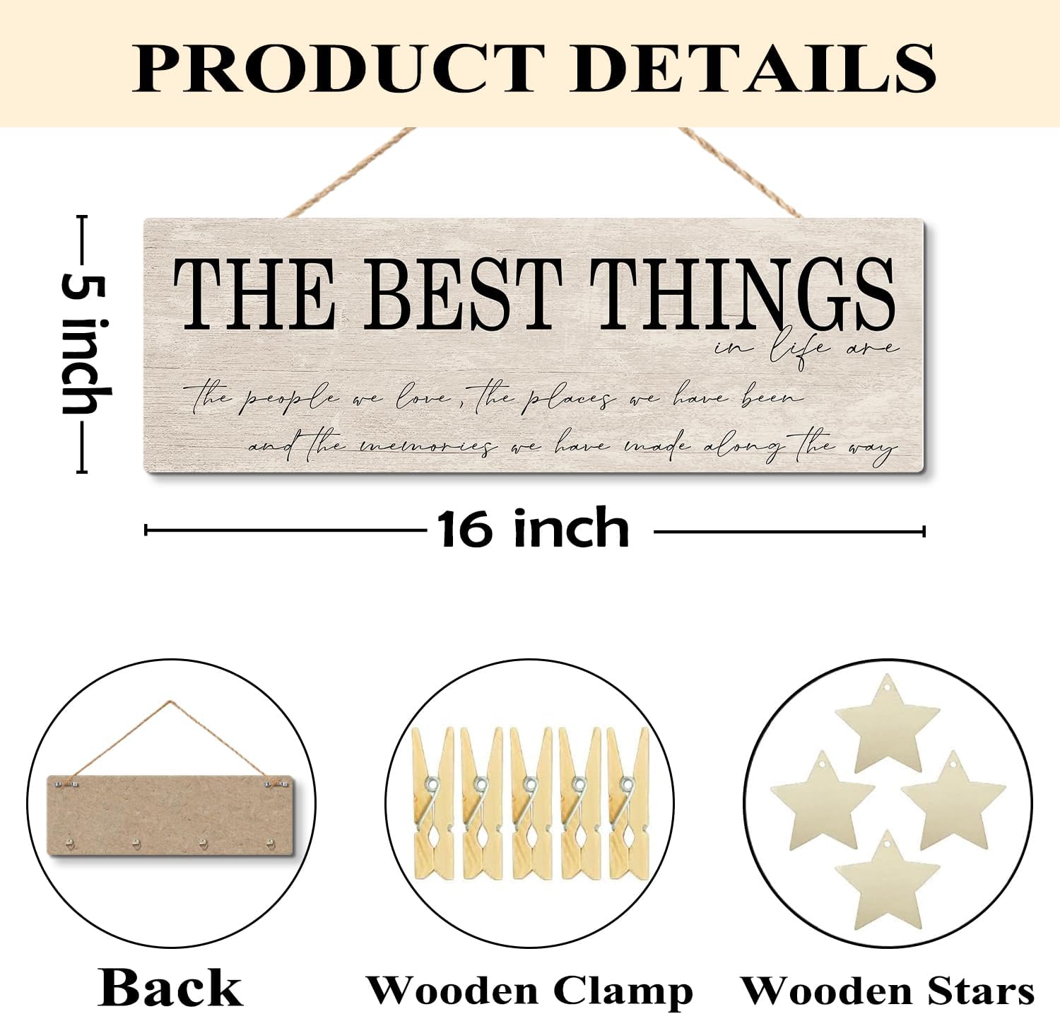 Family Picture Photo Display Board Collage Photo Hanging Display, Picture Board Wood Rustic Frames, Hanging Photo Display with Clips, Home Bedroom Wall Decor, The Best Things in Life are the People We Love - Image 6