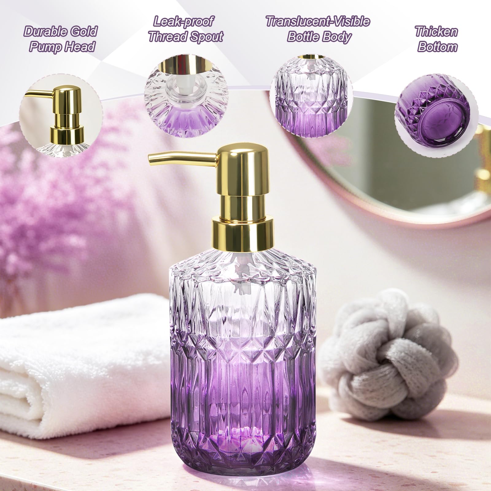 Ensemble d'accessoires de salle de bain 5 pièces violet dégradé