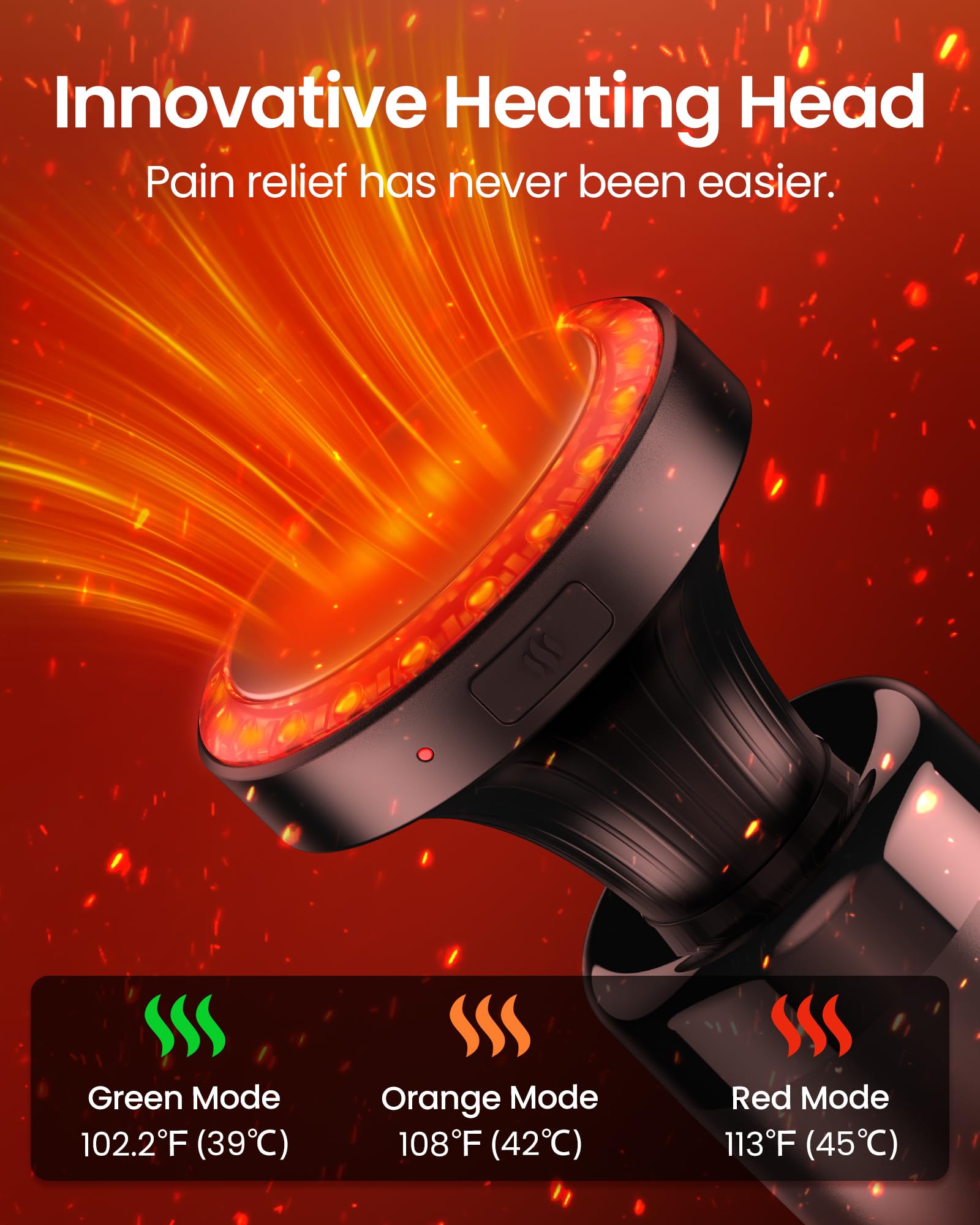 Pistola de Masaje Muscular con Calor y Luz Roja Terapia,Napre Pistola Masaje Muscular con Mango Largo y 3 ángulos Ajustables,Massage Gun Pistola Masajeadora,Masajeador Muscular Cervical Espalda,Azul