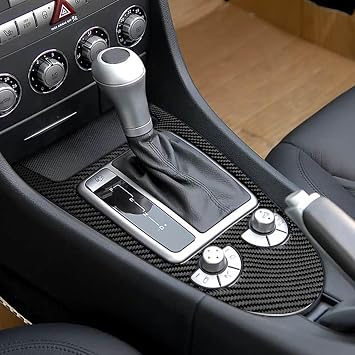 Black Real Carbon Fiber Car Center Console Automatic Gear Shift Control Panel Sticker Compatible with Benz-SLKR171SLK 200/SLK 280/SLK 300/SLK 350/SLK 55 AMG 2004 2005 2006 2007 2008 2009 2010