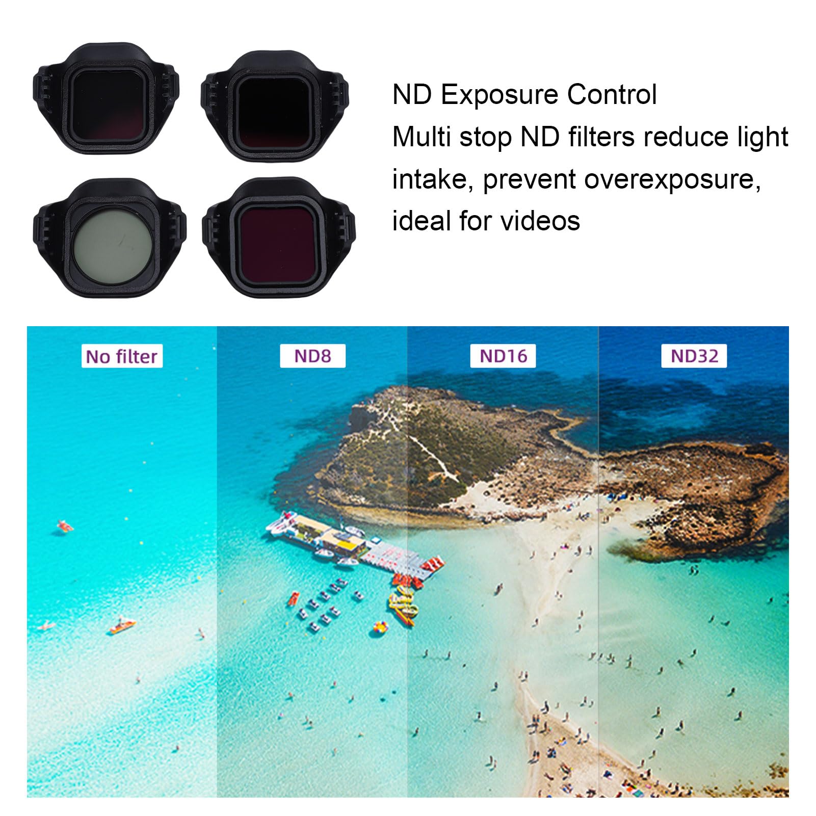 Jectse Juego de Filtros para Lentes de Drones, Filtros ND CPL con 3 ND ND8 ND16 ND32 y 1 Filtro CPL para Cámara de Drones MINI5 Pro
