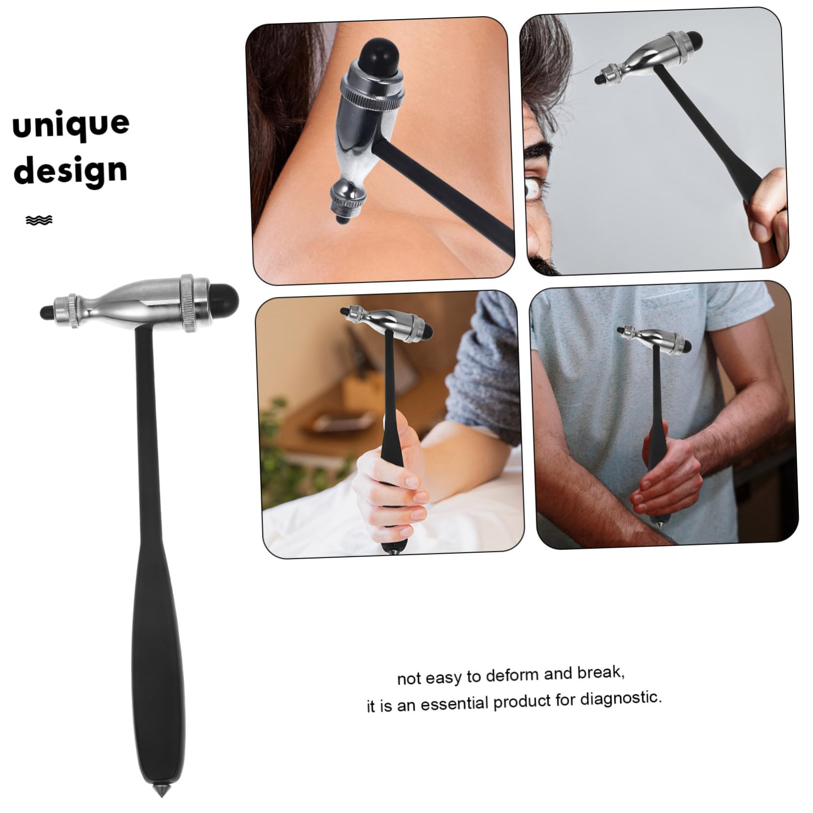 PRETYZOOM 5 Pezzi martello riflesso medico percussioni neurologiche martello a percussione strumento a percussione martello ospedaliero portatile Acciaio inossidabile Nero
