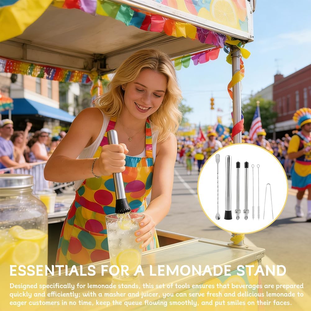 7PCS Straw Hole Puncher Muddler, Lemonade Punch Tool Set