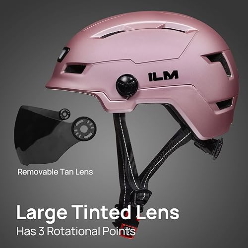 Miniatura 16 de ILM Casco de bicicleta para adultos con luz LED recargable por USB, luz delantera y trasera, cascos de bicicleta de montaña y carretera, para Mate