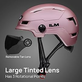 ILM Adult Bike Helmet with USB Rechargeable LED Front and Back Light Mountain&Road Bicycle Helmets for Men Women Removable Goggle Cycling Helmet E3-10L(Rose Pink, Large/X-Large)