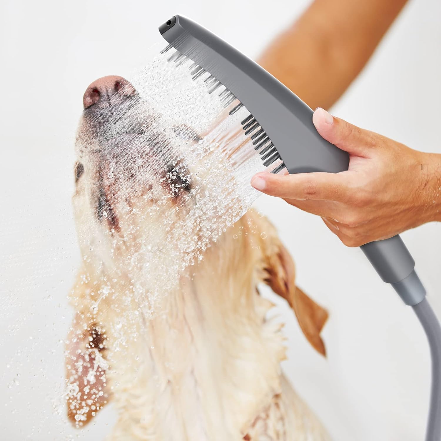 WaterSong Dog Shower Attachment, 4 Modes Pet Washing Shower Attachment with 118'' Hose & Rubber Cleaning Bath Soft Brush, Dog Sprayer…