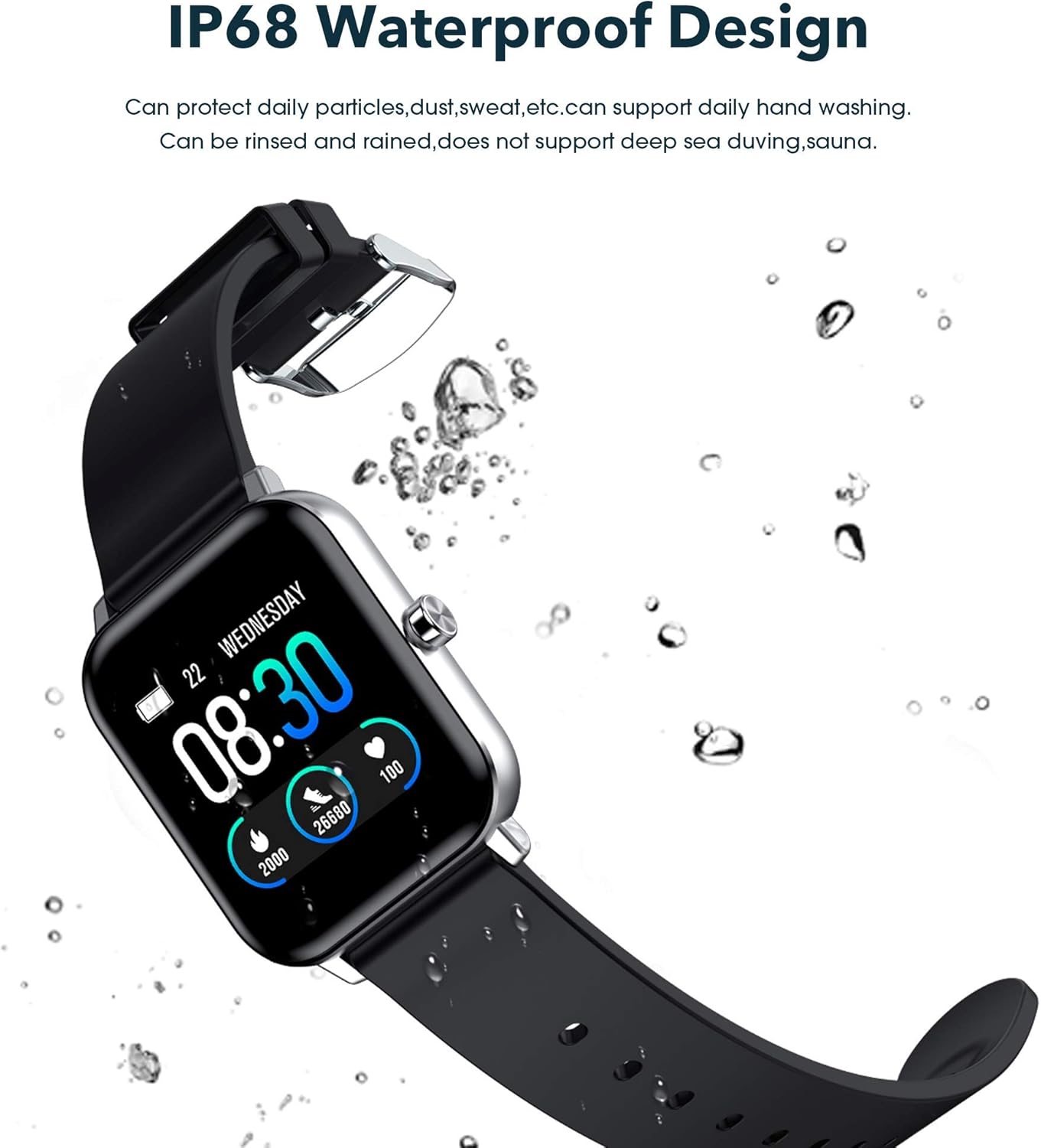 Black Friday - 80% OFF Tititek wb01 Smart Watch, Fitness Tracker with Heart Rate Monitor, Activity Tracker with Touch Screen, IP68 Waterproof Pedometer Smartwatch with Sleep Monitor, Step Counter for Women and Men