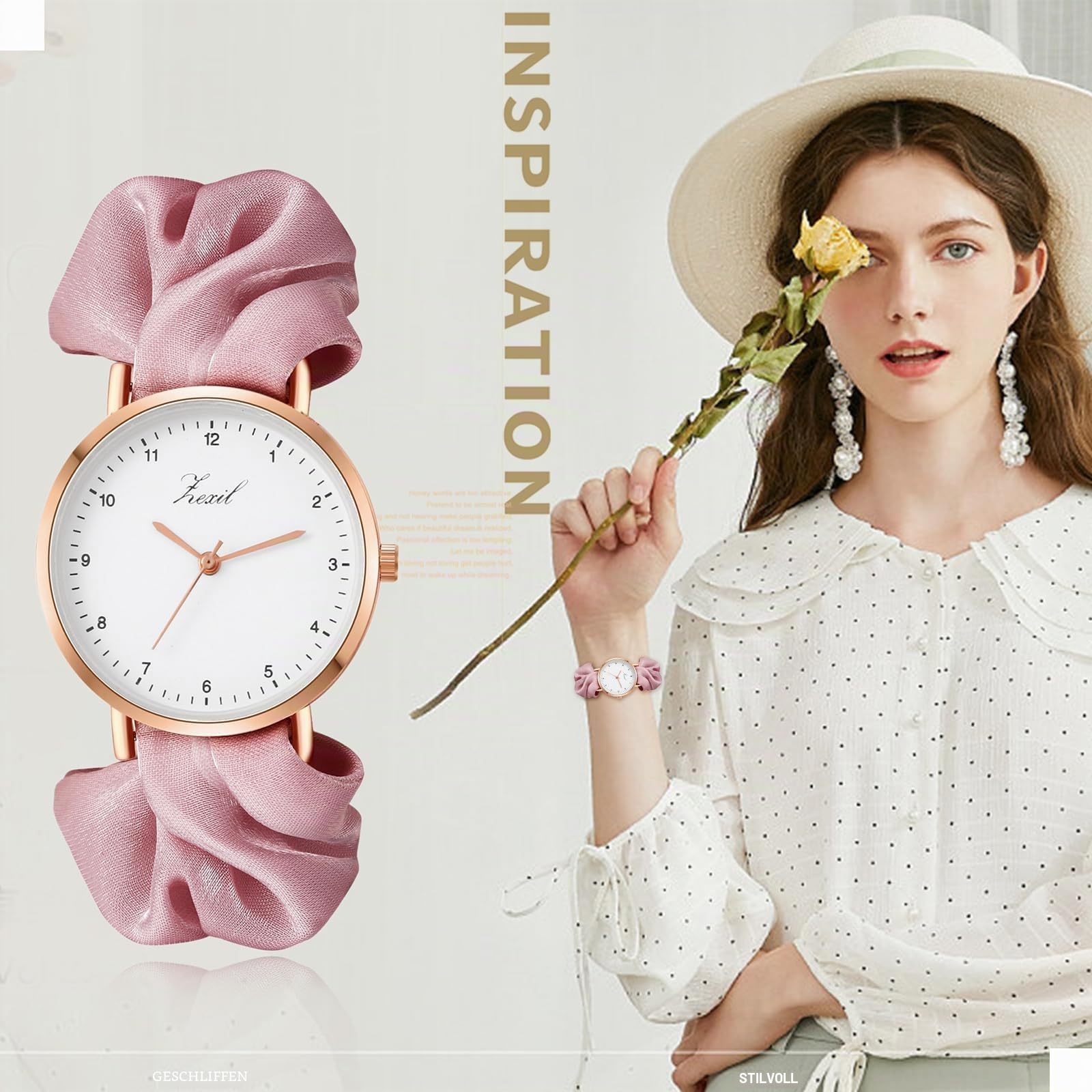 JewelryWe Uhren Damen Elastisch Haarband - Einzigartige Einfache Analog Quarz Armbanduhr Frauen Mädchen Uhr mit Haargummi Elastisch Armband Geschenk