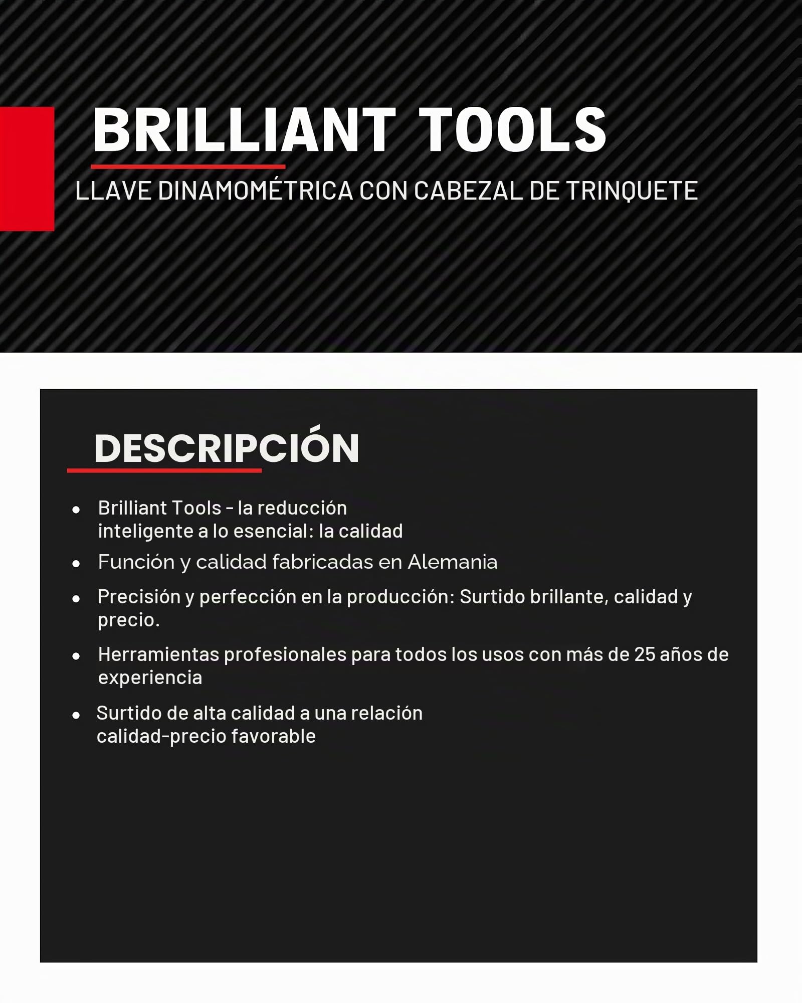 BRILLIANT TOOLS BT141908 Llave dinamométrica de 1/2" con cabezal de carraca reversible, 10 - 100 Nm [Powered by KS TOOLS]