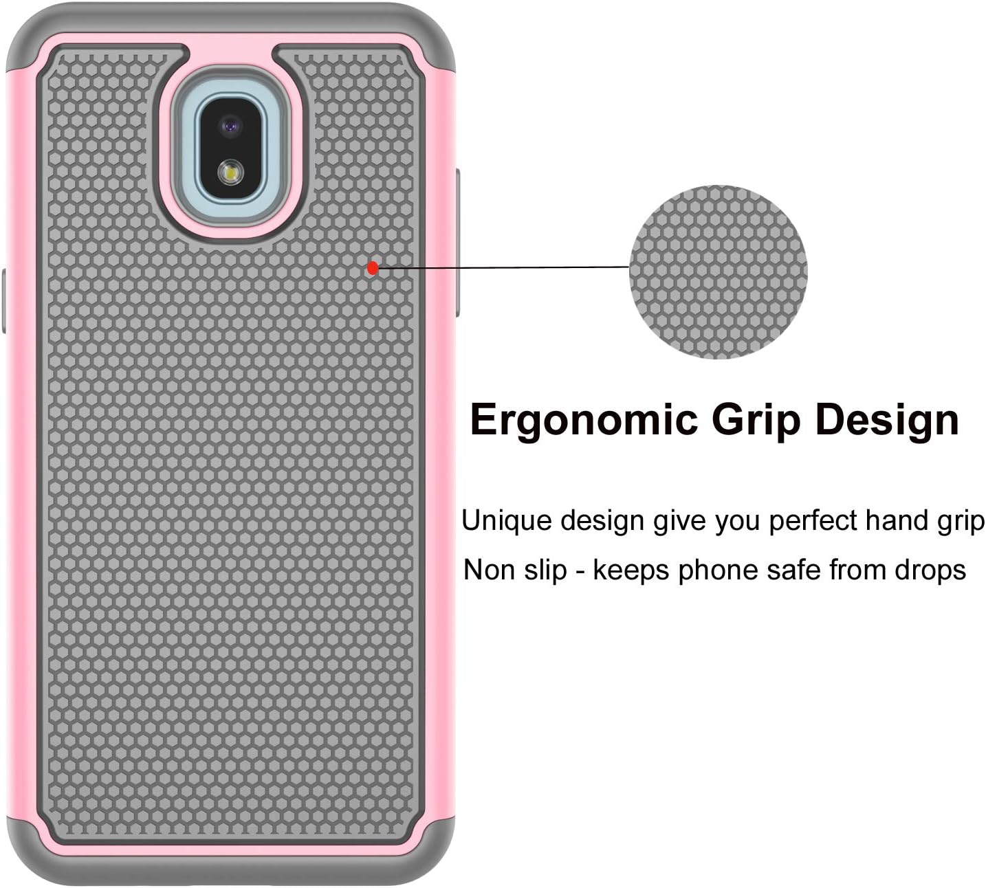 Takfox Galaxy J7 2018 Case, Phone Case for Samsung J7 Crown/J7 Refine/J7 Star/J7 V/J7 Aero/J7 Aura Protective Heavy Duty Shockproof Hard PC Back & Soft Silicone Dual Layer [Ysaturn] Armor Cover,Pink