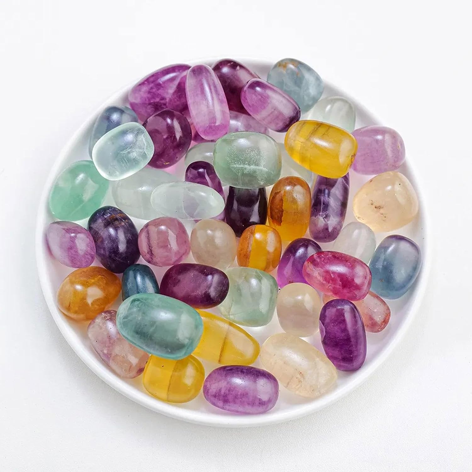 Decorative Crystal Pebbles Tumbled Stones 1 Lb/460g Natural Fluorite Quartz Stones Aquarium Gravel Sea Glass Rock Sand for Fish Turtle Tank/Air Plants Decoration